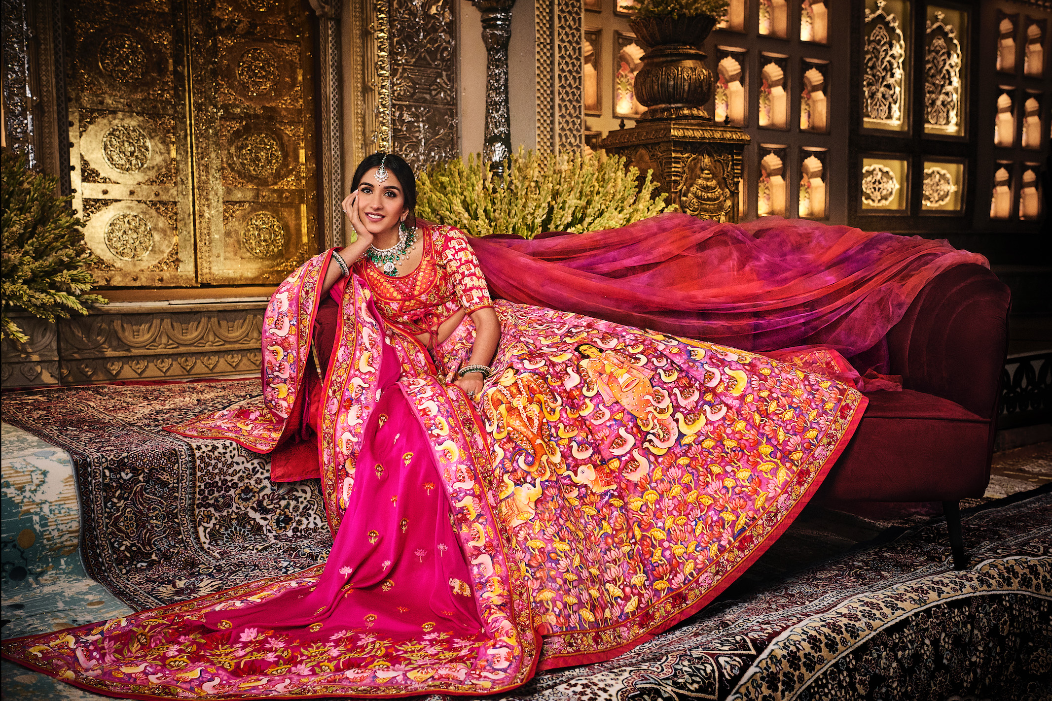 12 Hand Painted Panels Special Italian Canvas And Over 100 Hours To Create This Masterpiece Wedding Lehenga Design Pataki