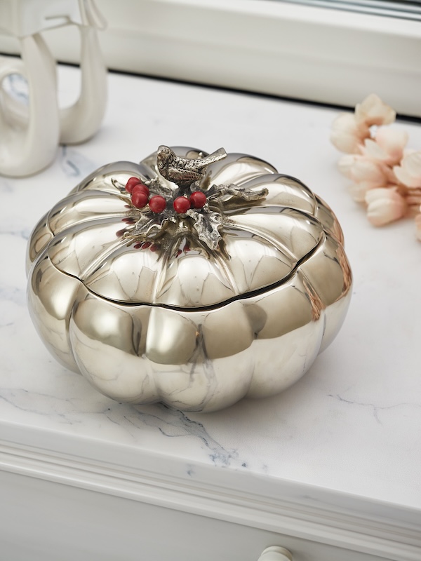 Decor Christmas Silver Pumpkin Tabletop Accessories