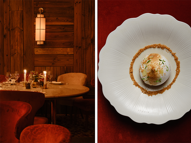 Left: Kinugawa Courchevel provides an opulent dining experience, with every dish being a gastronomical journey. Right: At this restaurant the artistry of Japanese cuisine intertwines with Savoyard elegance, offering exquisite dishes elevated by alpine nuances. (Image Credit: Kinugawa)
