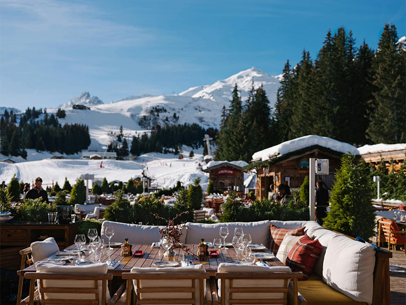 The expansive terrace at Le Chalet De Pierres offers scenic views of the snow-clad slopes.
(Image credit: Le Chalet De Pierres)