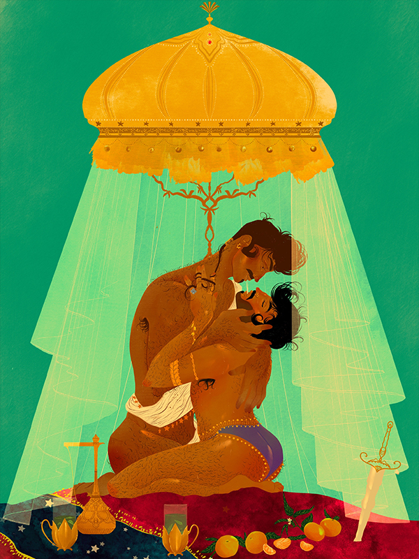 Jewel-toned and sumptuously imagined, ‘Robber’s Tent’ reinterprets a queer undercurrent from the Arabic folktale of Fatima’s Deliverance. (Image Credits: Mazahir Hussain)