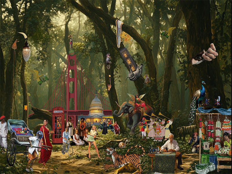 Jungle and Architecture by Abhay Sehgal, Print on Canvas. (Image Credits: Artist)