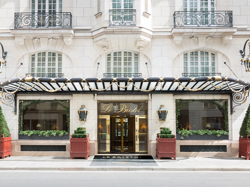 Le Bristol proudly embodies the elegance of Haussmannian architecture—quintessentially 19th-century Parisian—with its stately stone façades, intricate wrought-iron balconies (Image Credit: Romain Réglade) 
