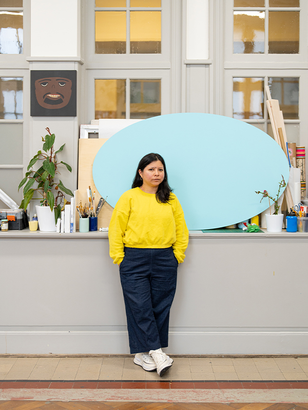 Portrait of Claudia Martínez Garay in her studio in Amsterdam, 2023 (Image Credits: GRIMM and the artist)