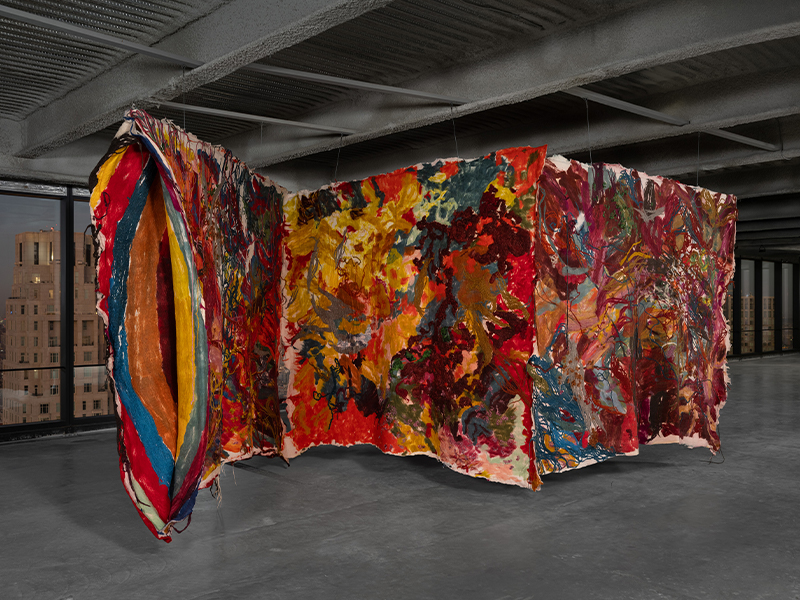 Released Form by Sagarika Sundaram, Hand-dyed wool, silk, wire, 2024 ( Image Credits: Daniel Greer, Image Courtesy: Alison Jacques and Nature Morte © Sagarika Sundaram)