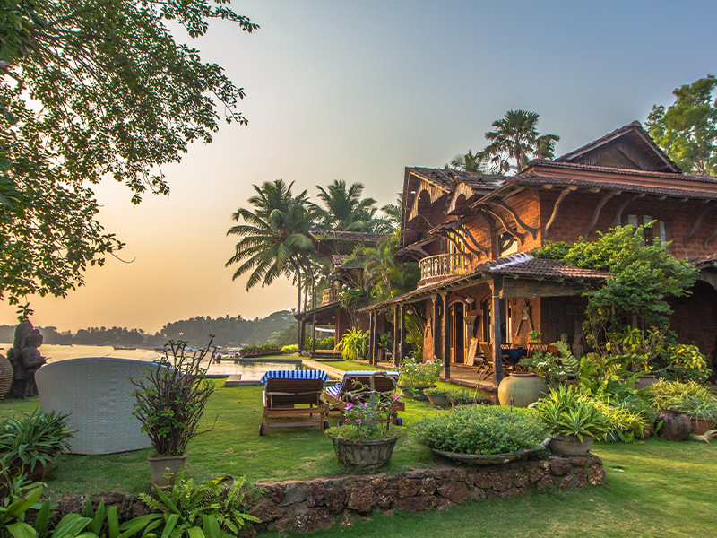 The lush settings of the property stand in compelling contrast to the film’s emotional undercurrents, which are serene on the surface and stormy beneath. (Image Credits: Courtesy of Ahilya by the Sea)