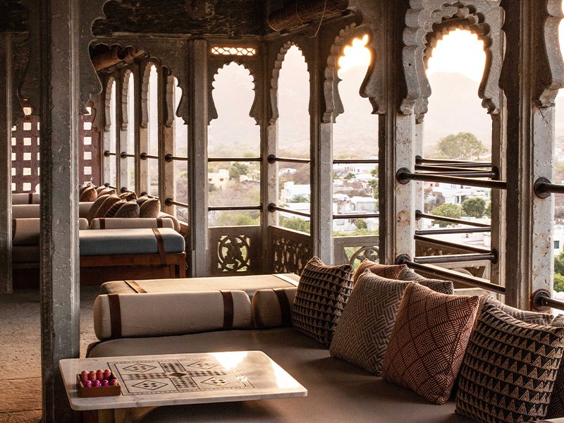 The niches of the Durbar Hall have been reimagined into intimate baithaks, punctuated by vintage game tables. (Image Credits: Megan Lambert)