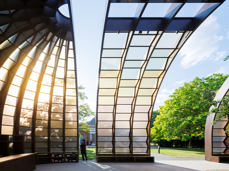 ‘A Capsule in Time,’ designed by Marina Tabassum, Marina Tabassum Architects (MTA), Serpentine Pavilion 2025. (Image Credits: Marina Tabassum Architects (MTA), Photo Iwan Baan, Courtesy: Serpentine)