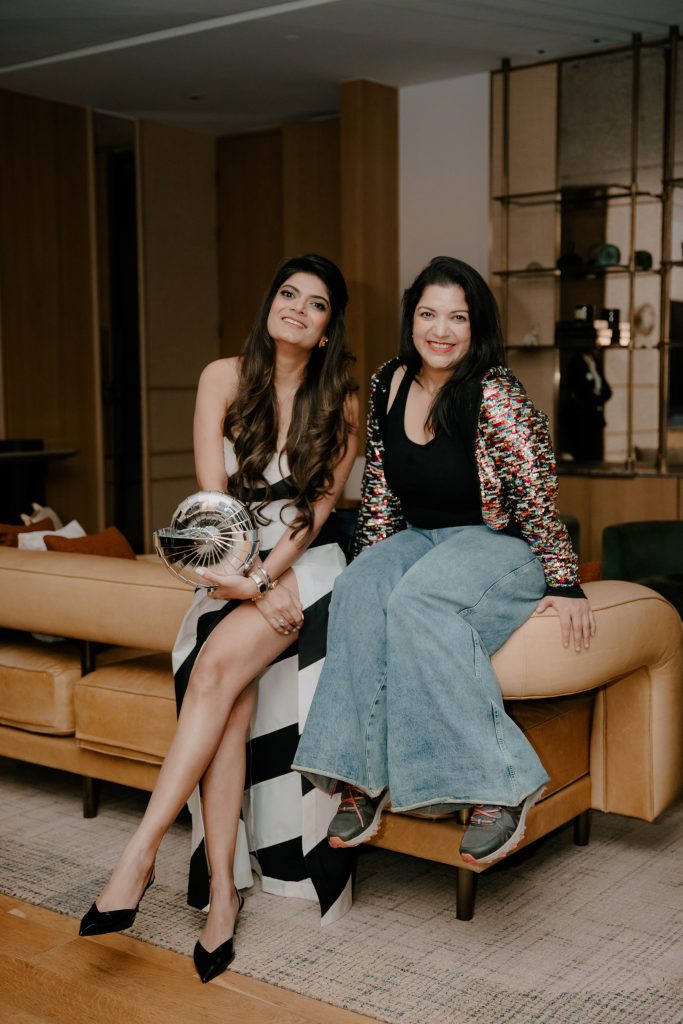 In frame, comedian Aditi Mittal and Esha Gupta at The Modernist, Four Seasons Mumbai, capturing a lively moment from the evening. (Image Credits: Design Pataki)