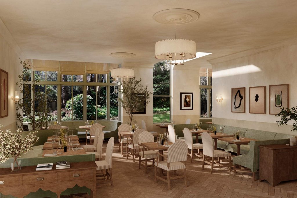 The design of the restaurant draws inspiration from the foliage growing in the property’s garden. Image Credit: Templeton Garden-Miiro Hotels)