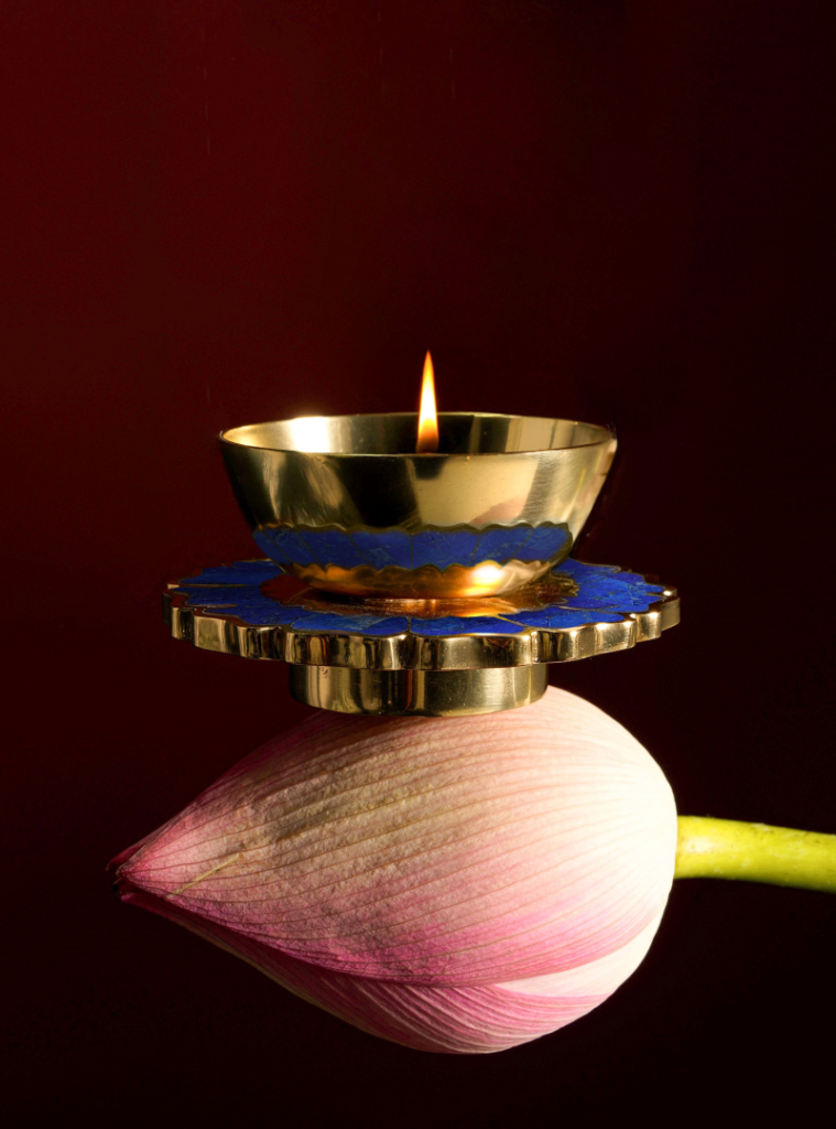 Mystical Marigold Blue Scented Candle Diya. Price - ₹10,000 (Image Credits: Viya) 