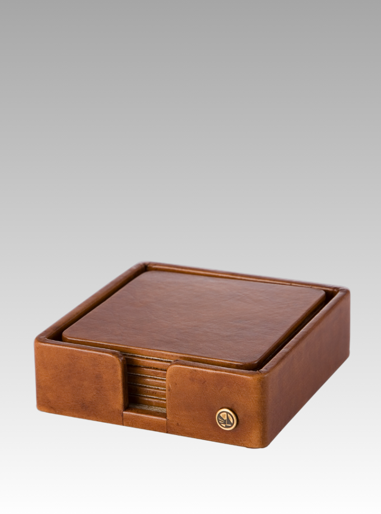 Leather Coaster set. Price - ₹2,999 (Image Credits: PortsideCafe) 