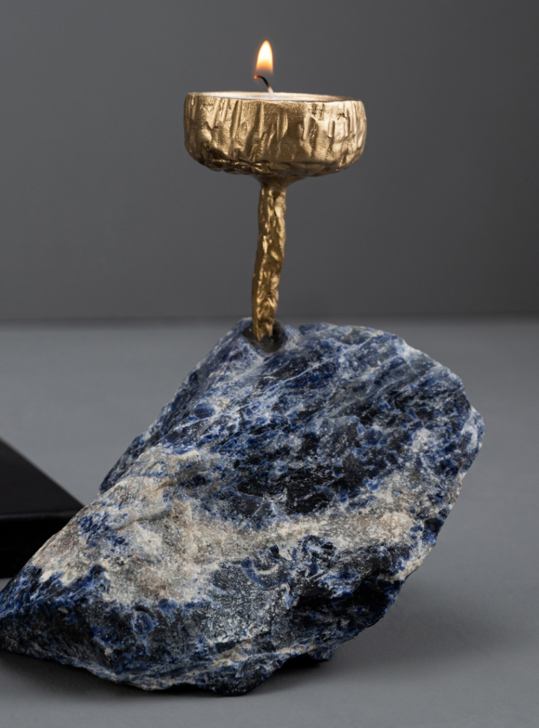 Blue Soda Rock Candle Stand. Price - ₹14,500 (Image Credits: Jagrit Sachdeva) 