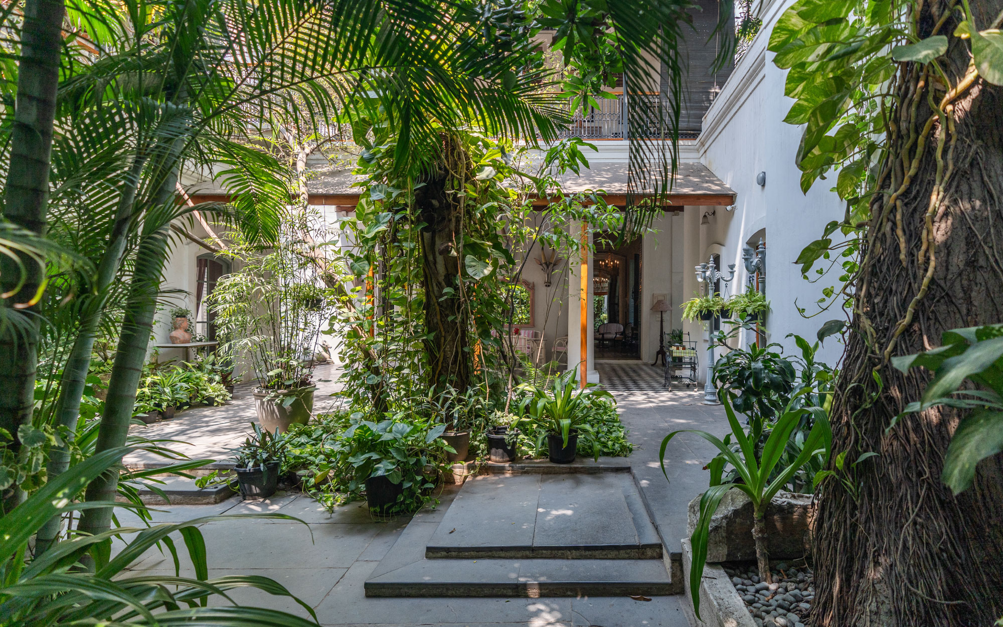 The lush courtyard is a jungle unto itself – keeping in line with the property’s Tree of Life motif. (Image Credit: Maison 26)