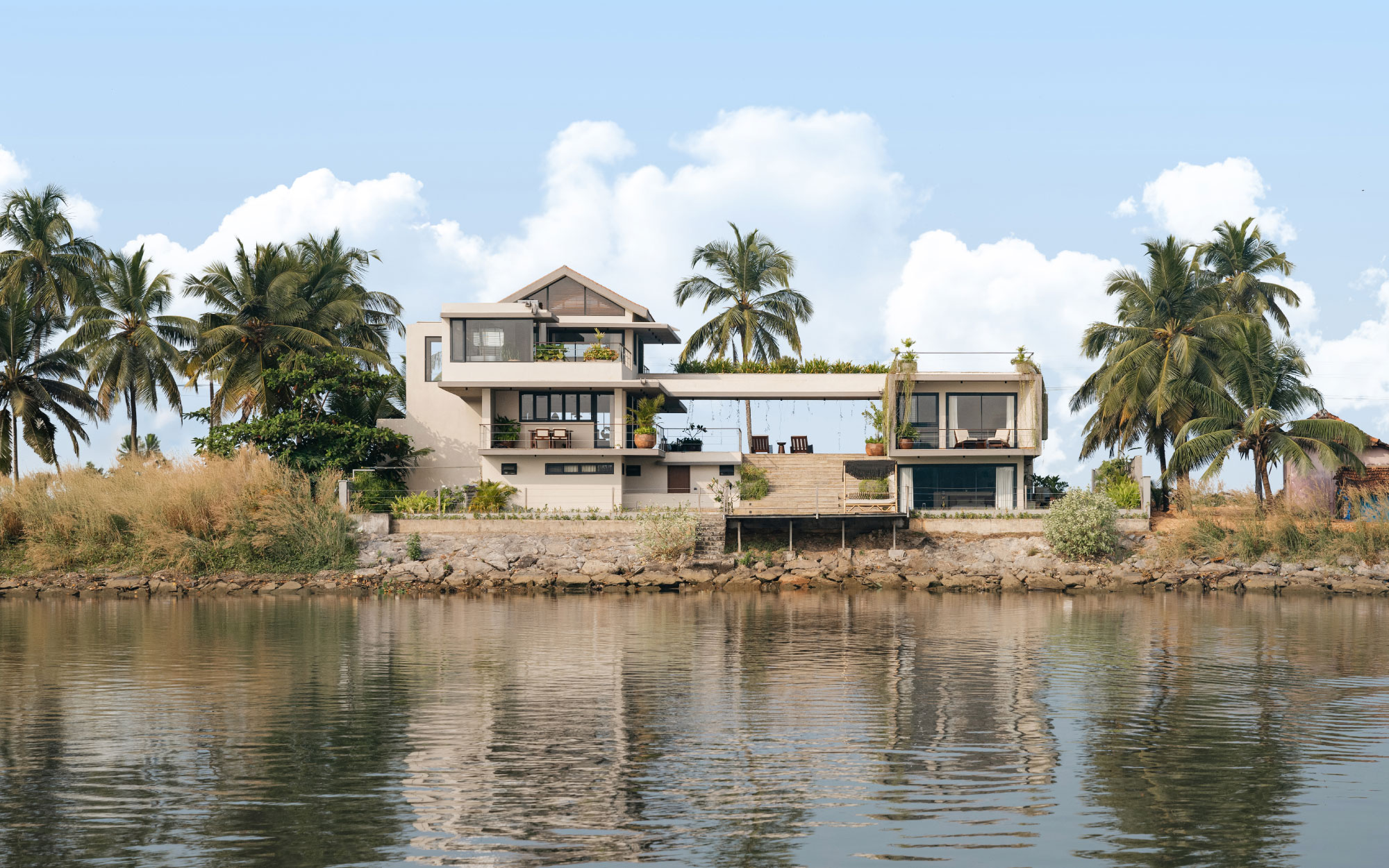 Situated on the estuary, Rooh epitomises the concept of a serene vacation home. (Image Credits: Justin Sebastian, Athul Niranjan)