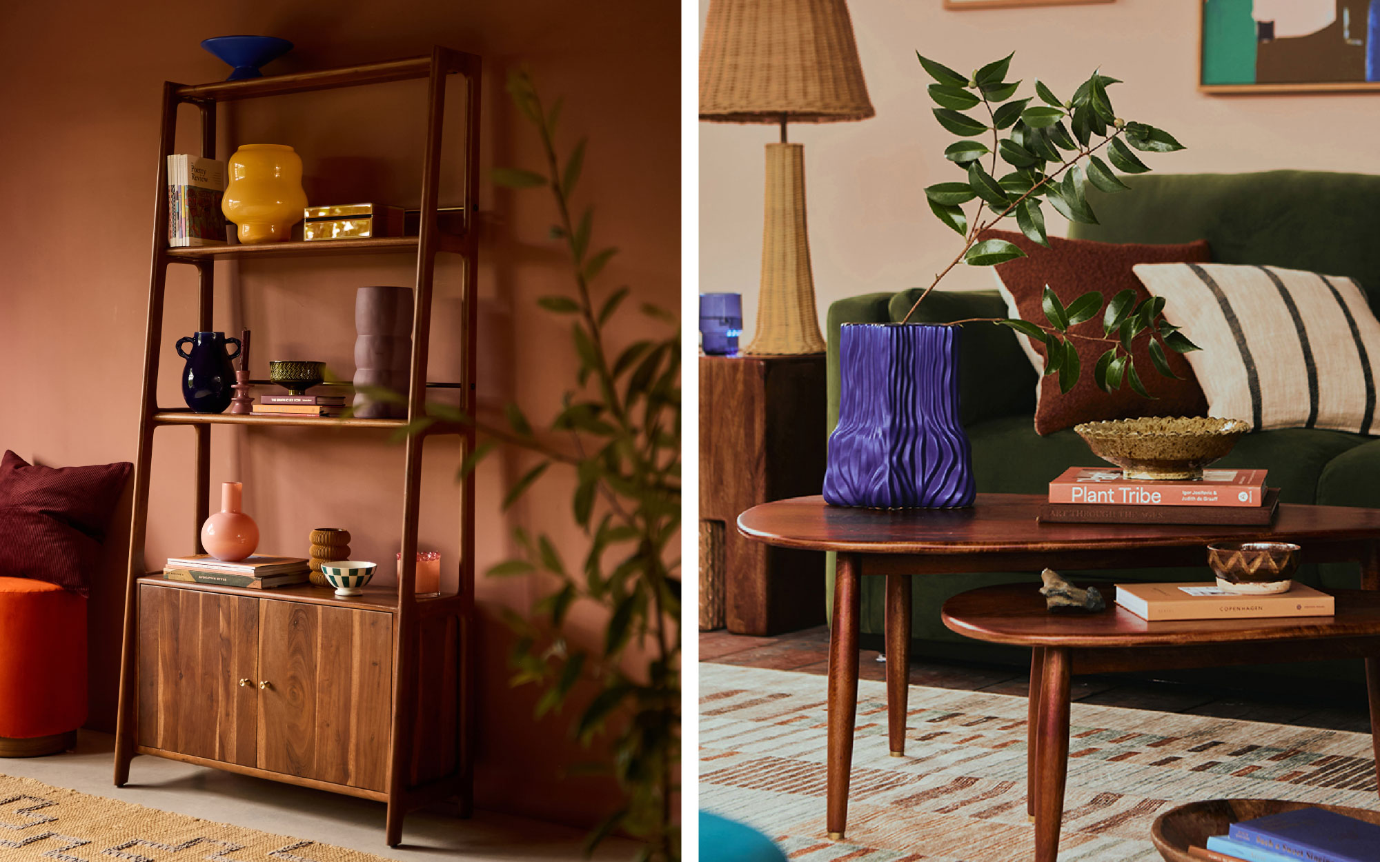 Left: The Noah Bookshelf from the Classics Reimagined collection blends timeless craftsmanship with effortless charm for spaces that value beauty in simplicity. Right: The Abel Coffee Table set from the Classics Reimagined collection exudes effortless elegance, where soft forms and graceful proportions come together in timeless, understated style. (Image Credits: Orange Tree)