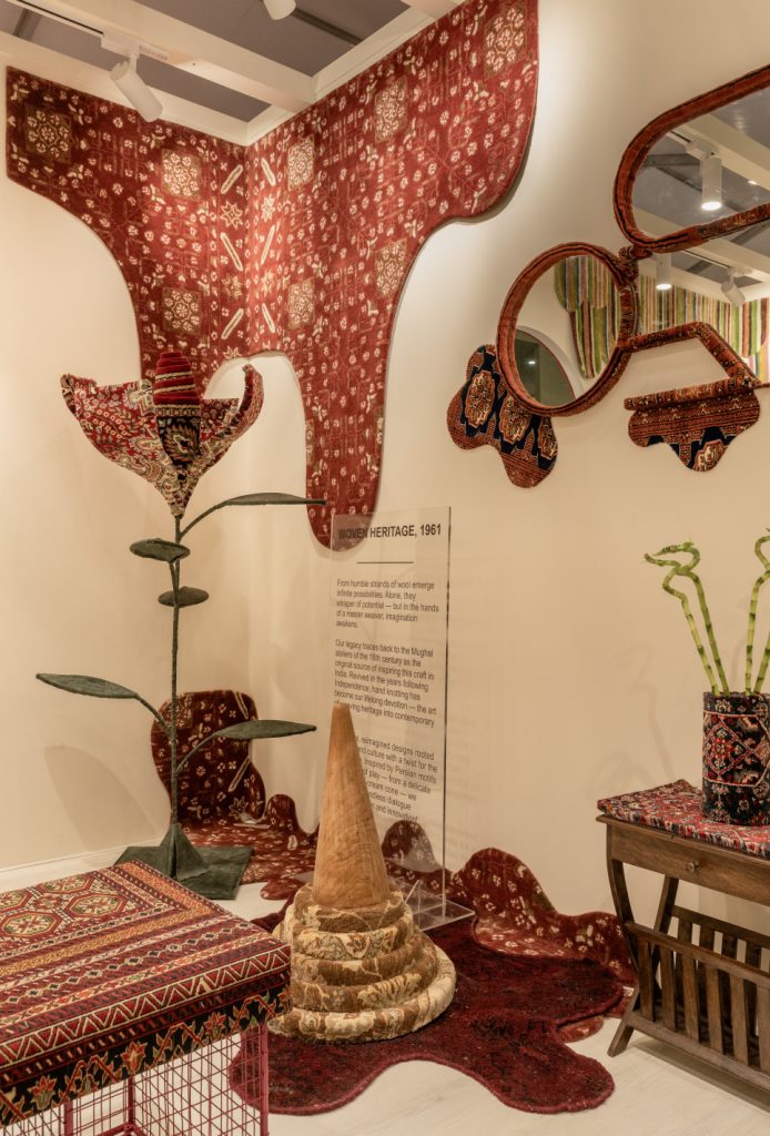 In Zone 1, the brand’s 1961 heritage is celebrated with hand-knotted rugs and delightfully reinterpreted Persian motifs, from roses to melting ice-cream cones. (Image Credits: Harsheen Mengar)