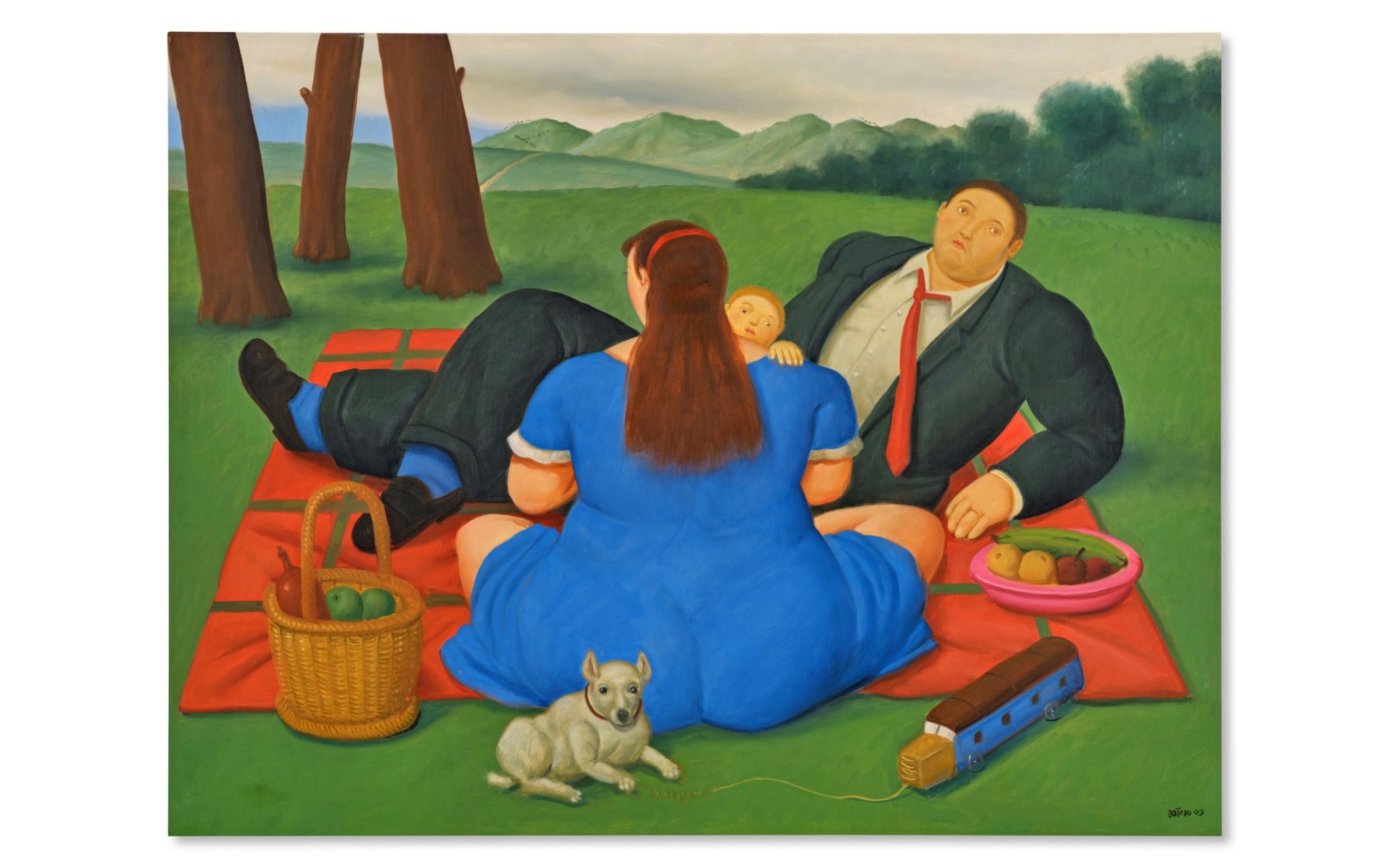 Picnic by Fernando Botero, oil on canvas, 98.4 x 129.2 cm (Image Credits: Opera Gallery)