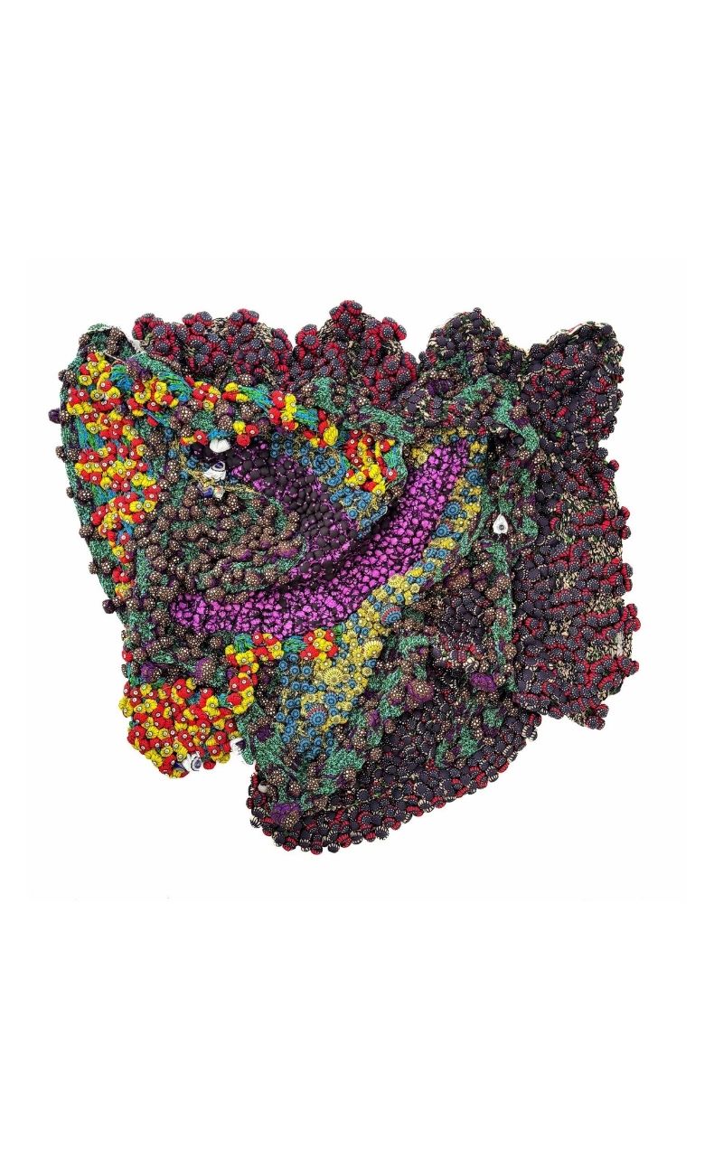 Better On Rich Soil by Samuel Nnorom, African print fabric, 190 x 185 x 23 cm (Image Credits: The 1897 Gallery)