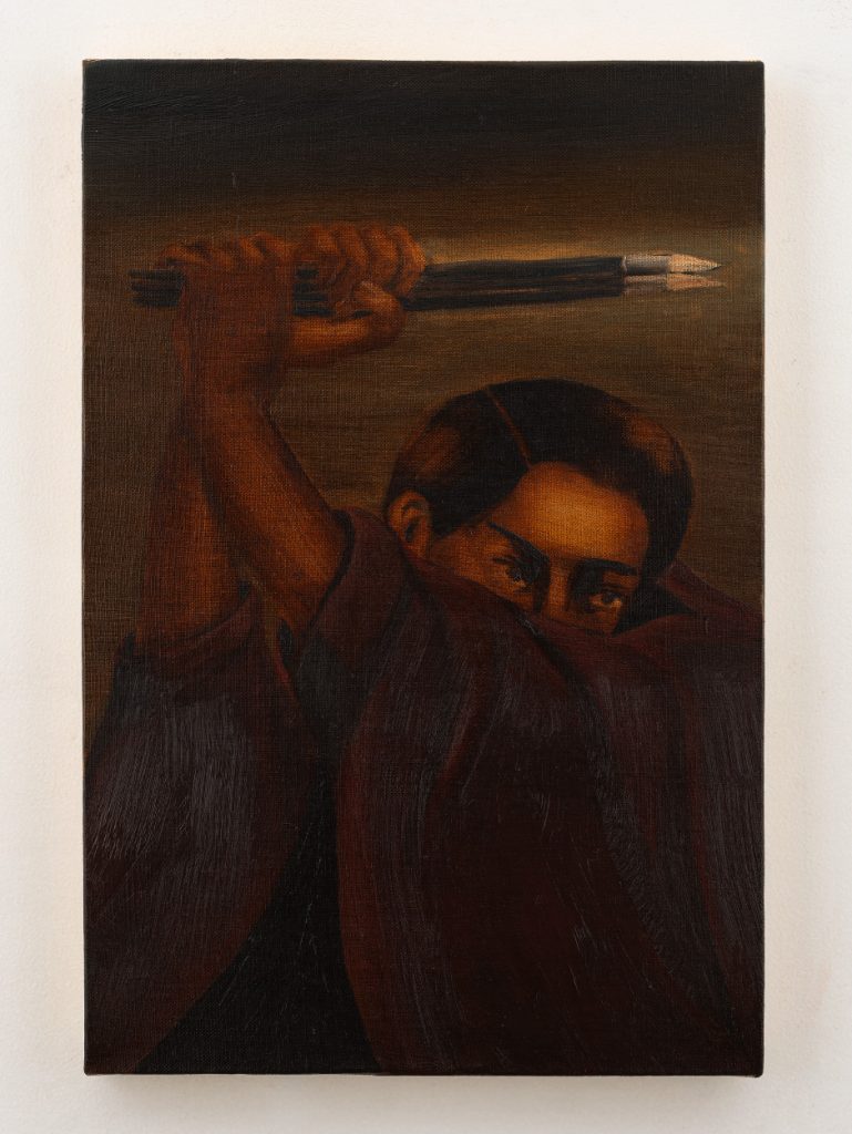 ‘The Painter’ by Anju Dodiya (2024), Oil on canvas. (Image credits: Chemould Prescott and the artist)