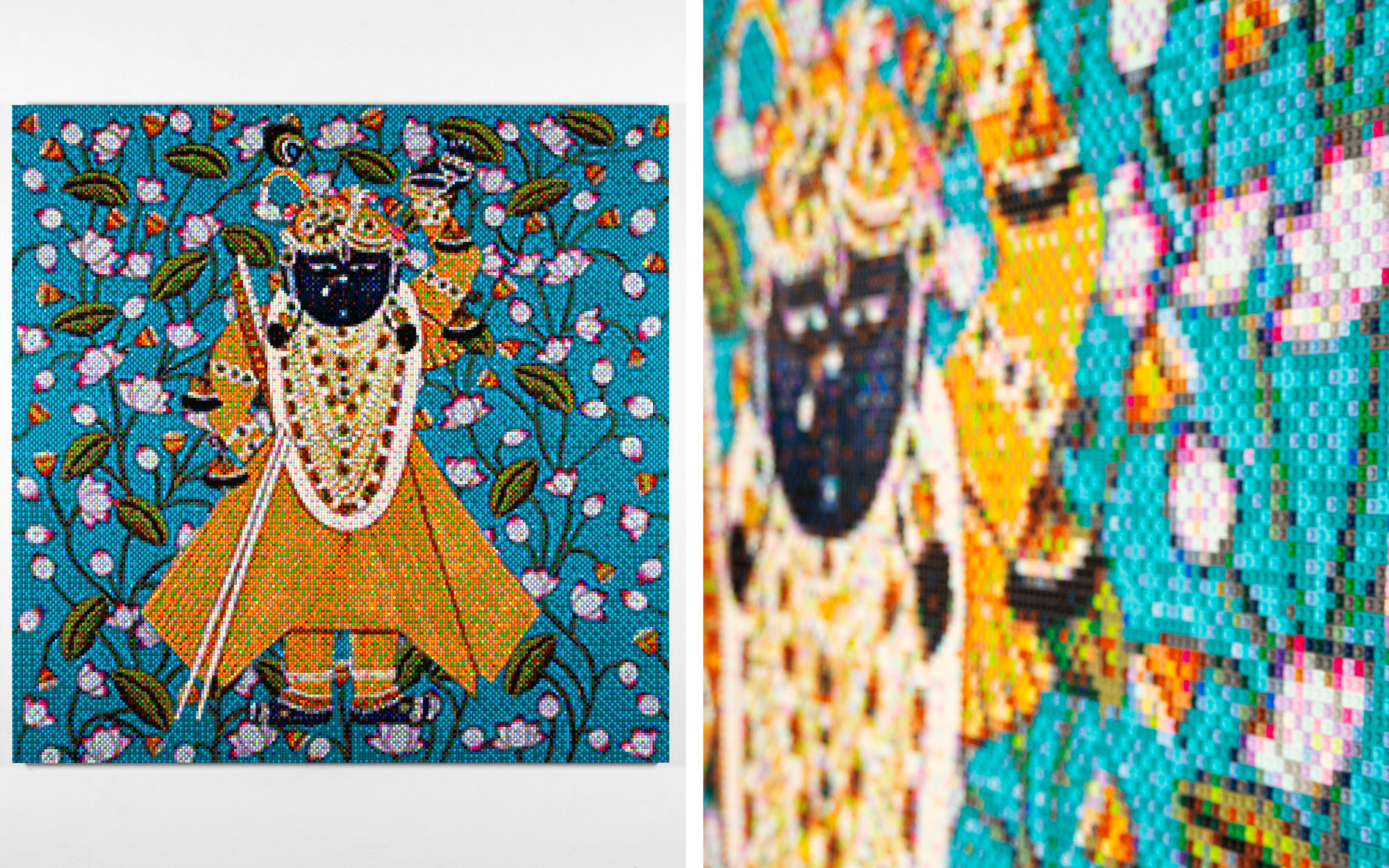 Pichwai by Ai Weiwei, 2025, Toy bricks (© Ai Weiwei, Image Credits: Ela Bialkowska, OKNO Studio, Courtesy of Ai Weiwei Studio, Nature Morte and Galleria Continua)