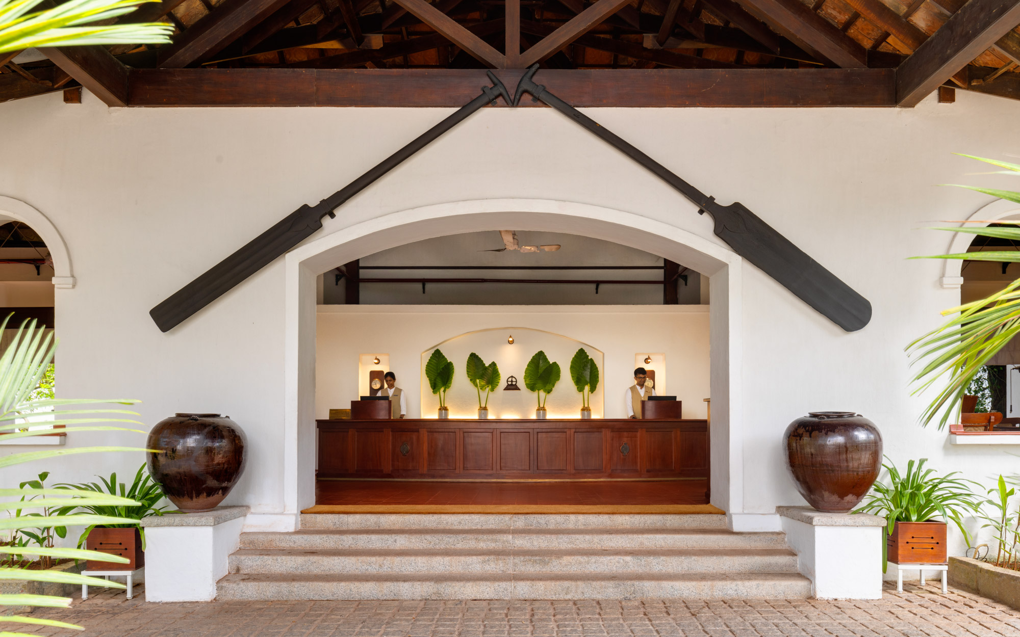 Brunton Boatyard, now a boutique heritage hotel, honours its maritime past while offering modern comforts; from lime-plastered walls to a menu of 32 cuisines, it embodies the layered history of Kochi. (Image Credits: CGH Earth)