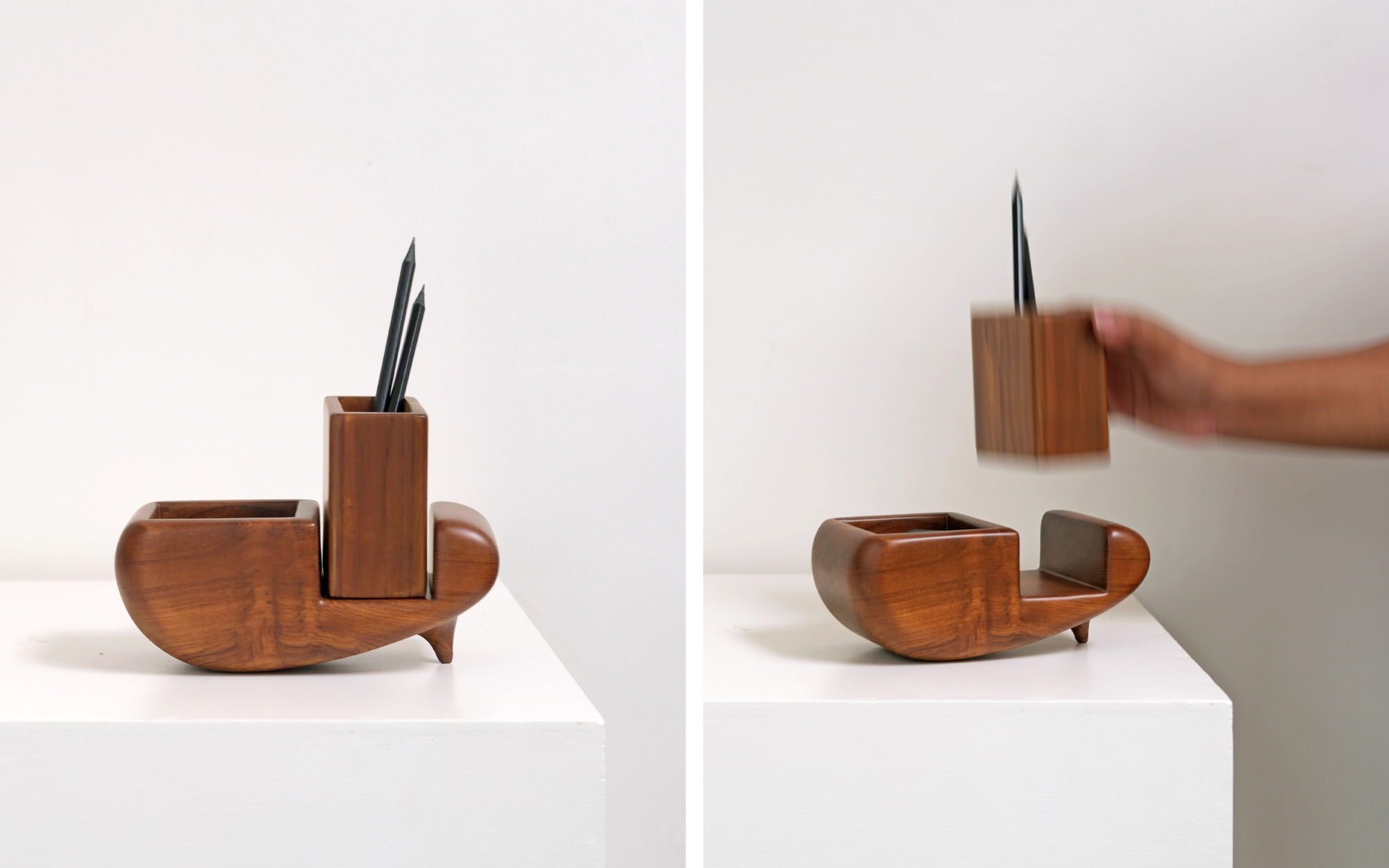 Sculp Stationery Holder by Studio Indigene. Price: ₹5,400 (Image Credits: Yashwant Rao)