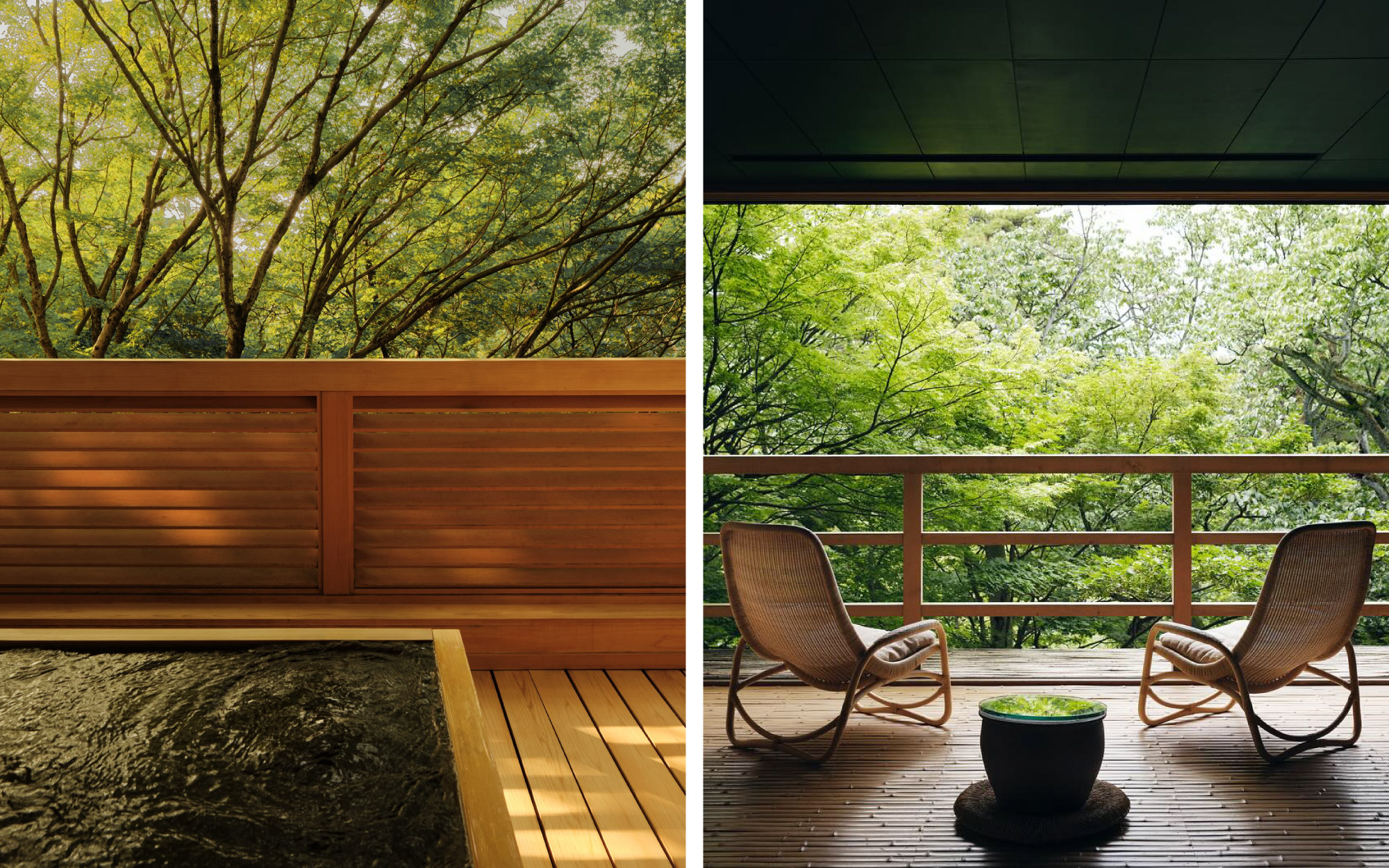 The Zen Style Executive Suites features a bamboo veranda, a Japanese tatami room with a walk-in closet, bedroom and private open-air hot spring bath facing the garden. (Image Credit: Beniya Mukayu)