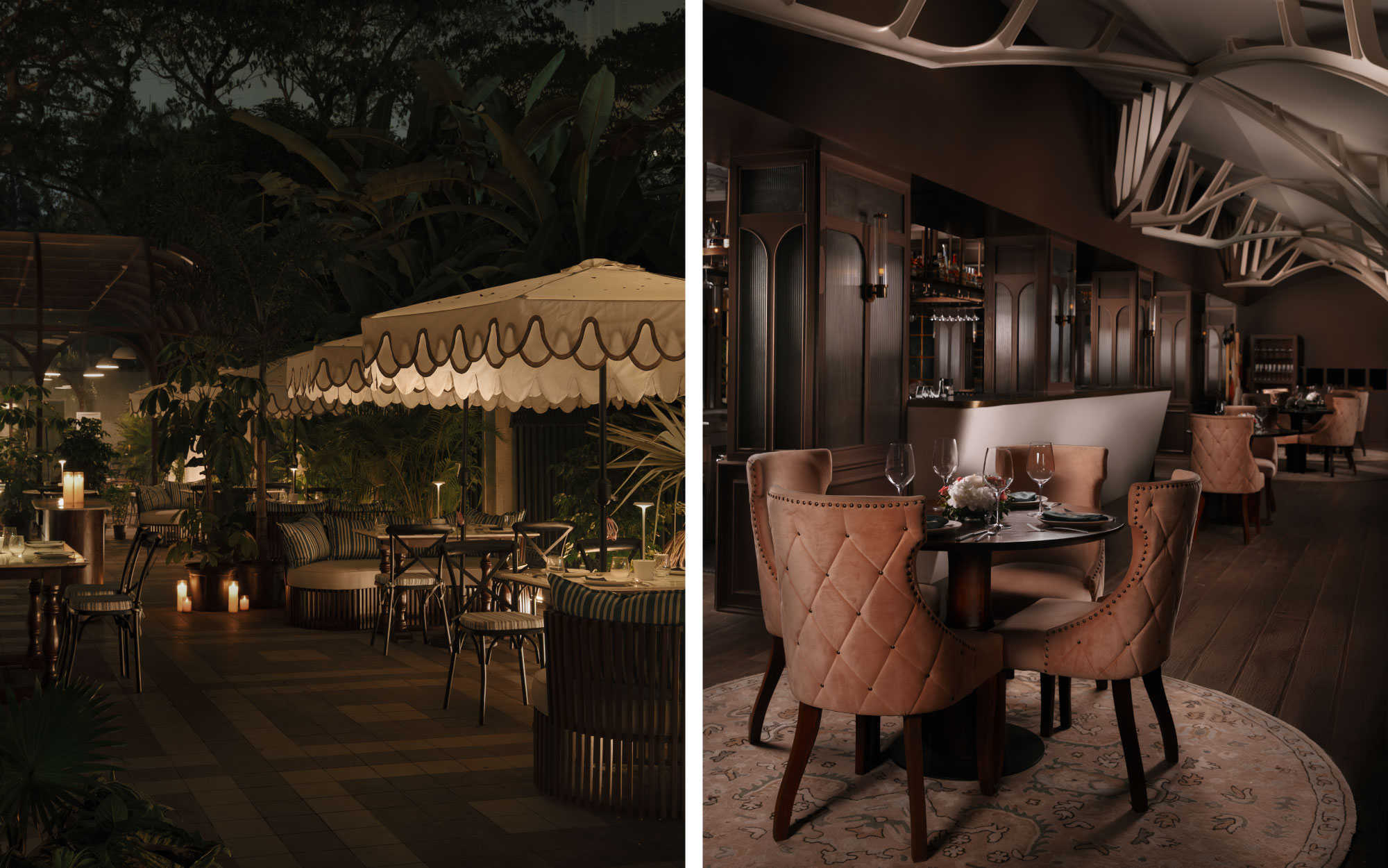 A palette of warm espresso tones, soft velvets, earthy hues, and woven textures evokes a contemporary neo-botanical aesthetic. (Image Credit: Soraia) 