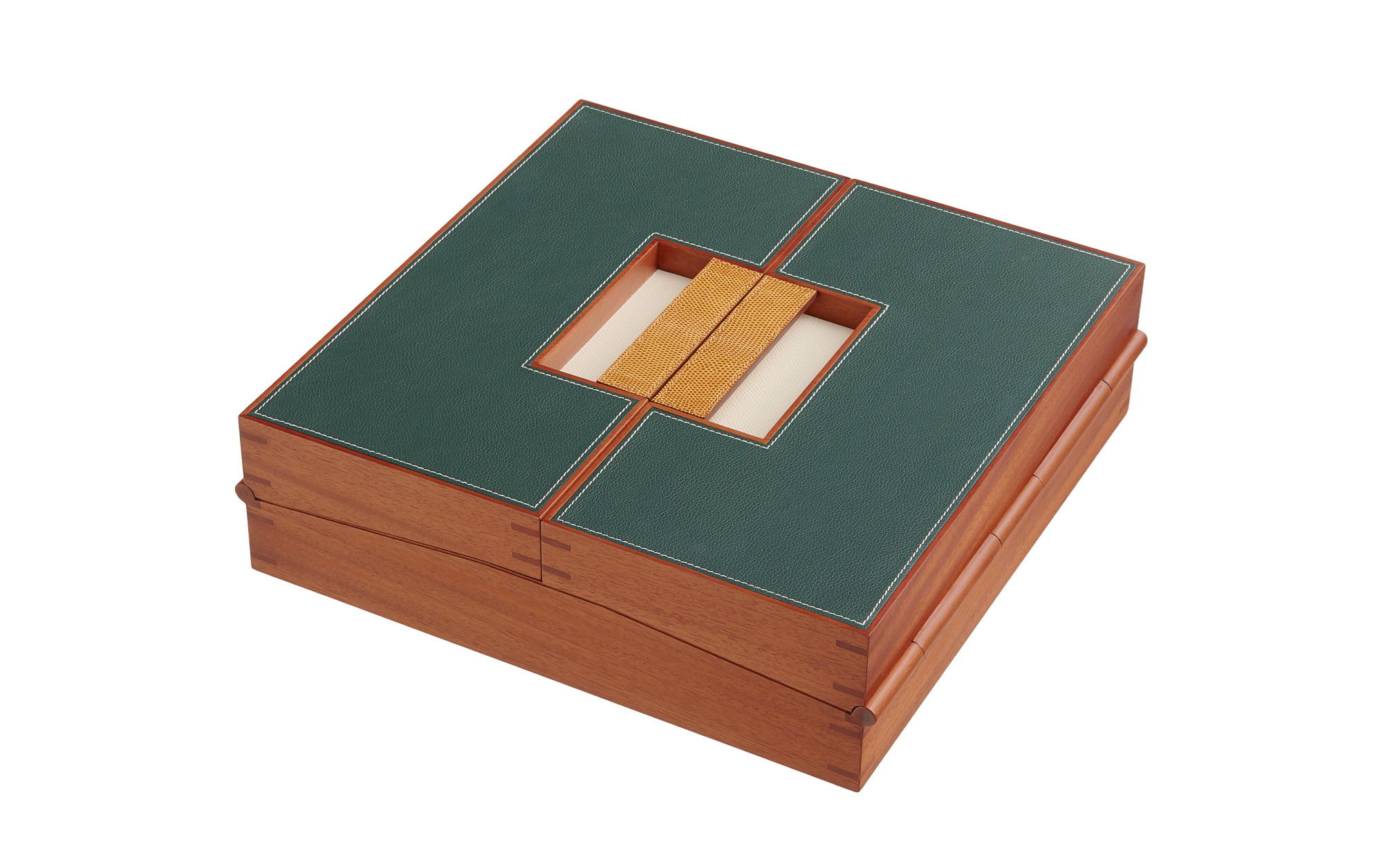 The outer box is crafted from Evercolor calfskin for its smooth, colourfast finish, Epsom calfskin for its structured grain and durability, and Niloticus lizard leather for its rare uneven texture. Price- ₹ 11 lakh (approx) (Image Credits: Studio des fleurs)