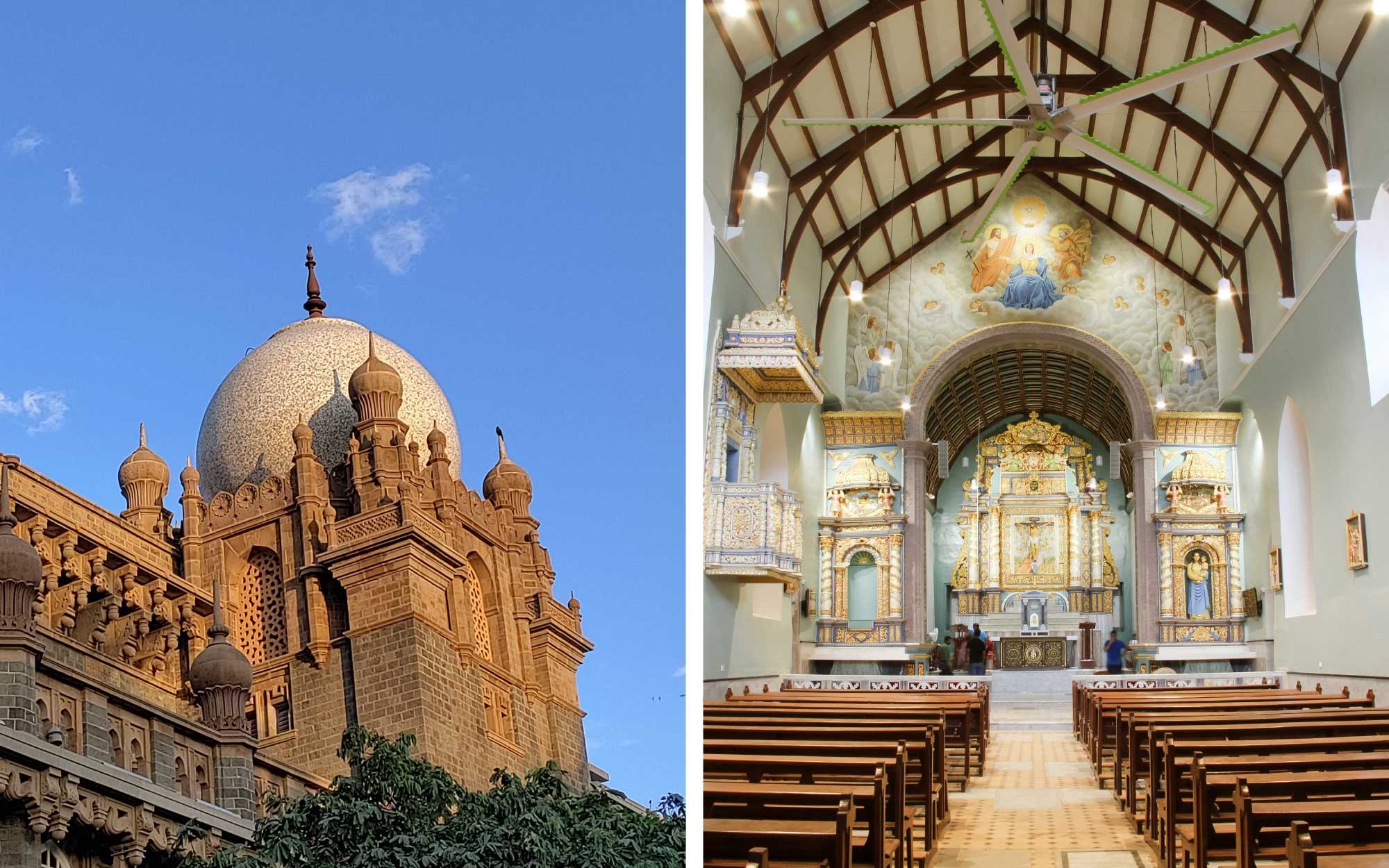 Left: Chhatrapati Shivaji Maharaj Vastu Sangrahalaya (CSMVS) marked its centenary in 2022 with significant restoration. Right: The restoration of St John the Baptist Church in Thane by Vikas Dilawari Architects delicately resurrects a 16th-century Baroque legacy, reaffirming conservation as custodianship rather than cosmetic revival.