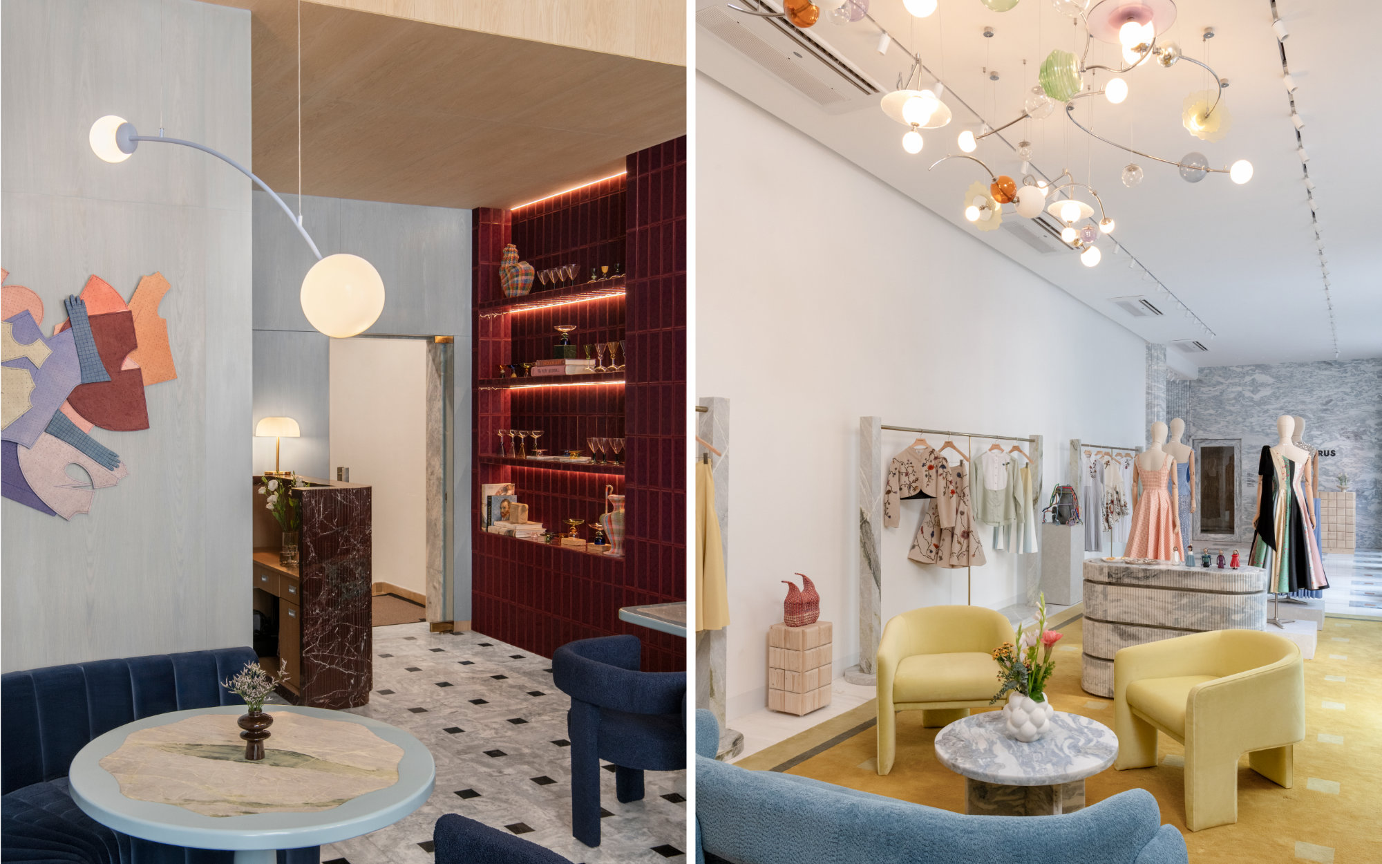 Bespoke chandeliers, one of which is conceived as a galaxy, quietly ground the space, imbuing it with a sense of stillness and perspective akin to an observatory. (Image Credits: Saurabh Suryan) 
