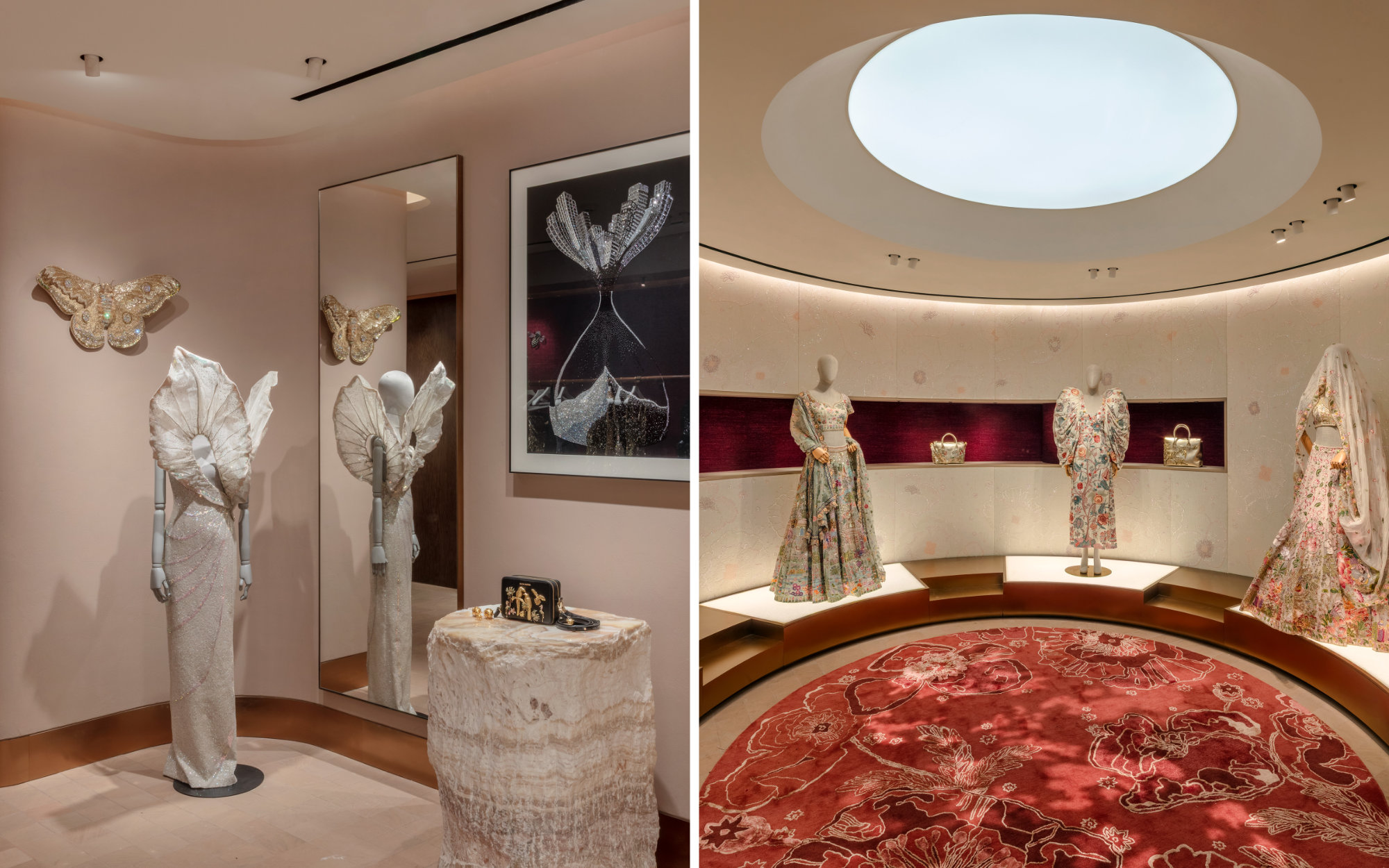 Rooms dedicated to Mishra’s recurring motifs that reference the botanical, entomological and avian worlds extend the language of couture into architecture. (Image Credits: Pankaj Anand) 

