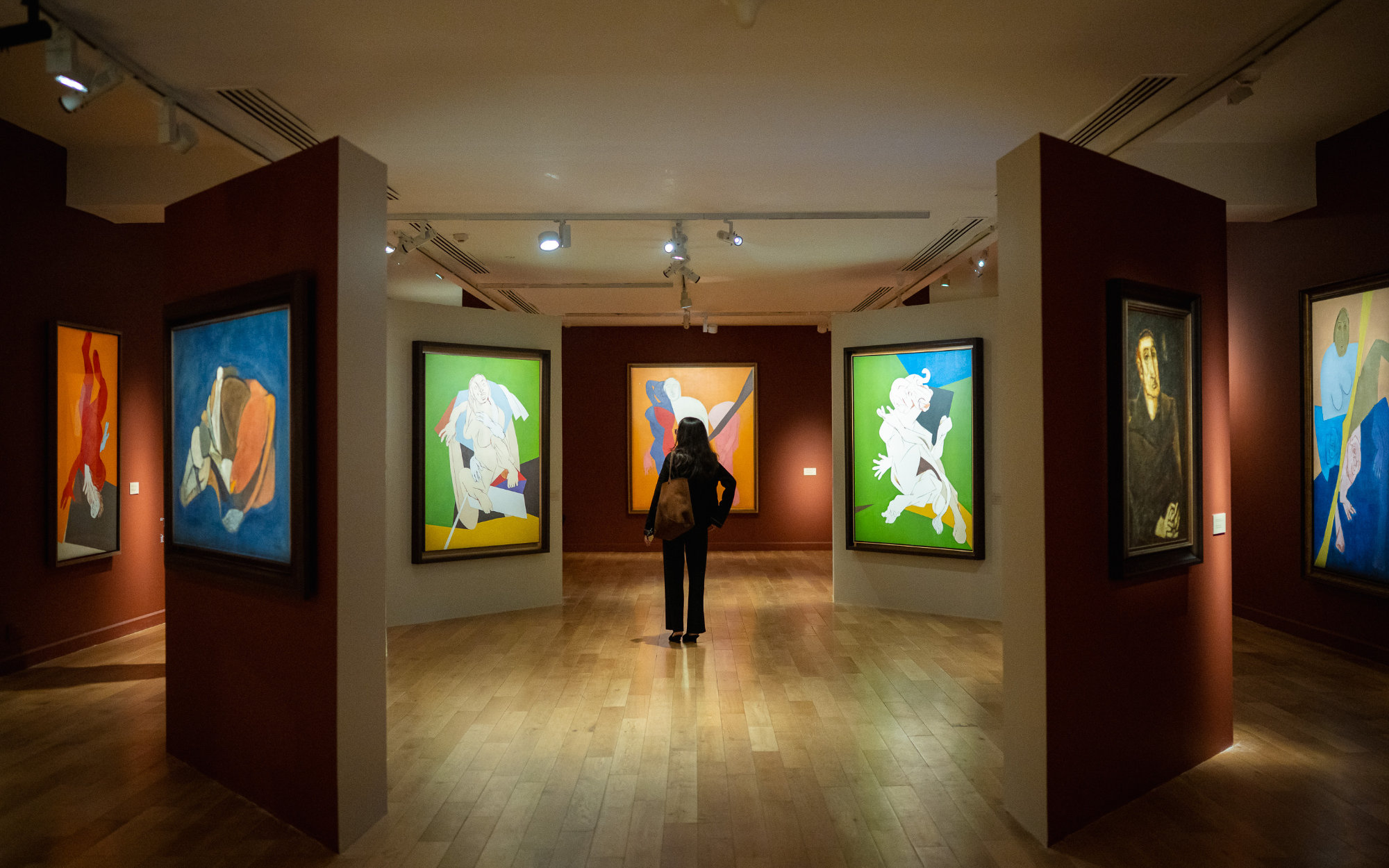 A glimpse from the Tyeb Mehta retrospective at KNMA offers a definitive survey of the master’s career, highlighting his profound ability to capture human and animal suffering through fractured forms, solidifying his role as a central figure in Indian Modernism. (Image Credits: Kiran Nadar Museum of Art) 
