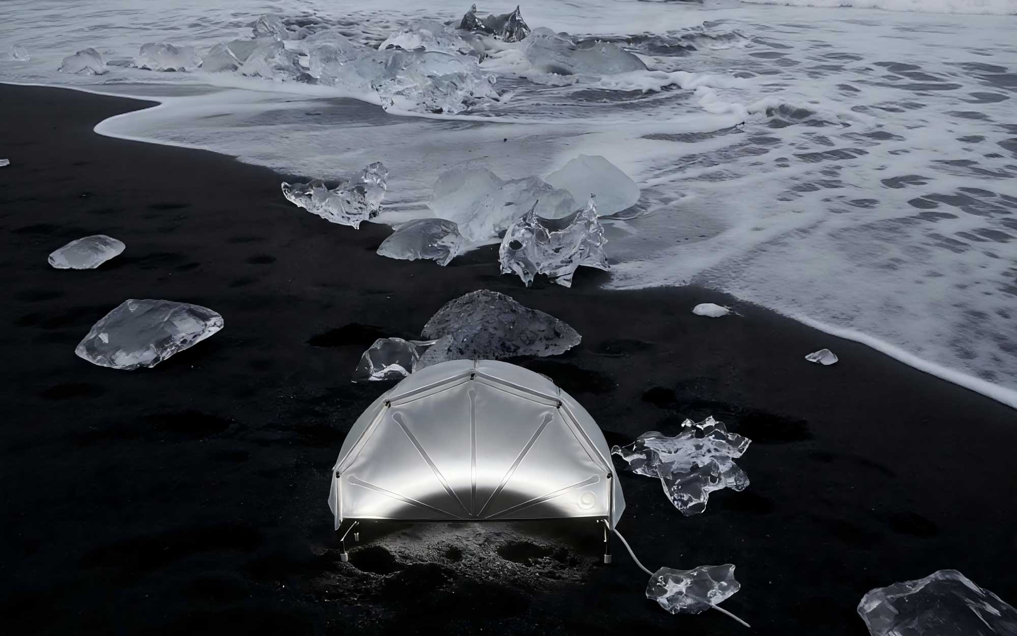 Yilu Studio debuts a parachute-inspired lighting system in TALENTS, blending innovation with playful elegance. (Image Credits: Courtesy of Design Shanghai)