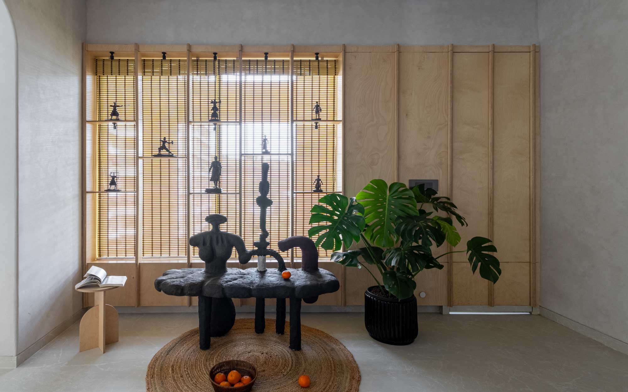 Birch wood forms a key focus in the design of the home due to its moisture-resistant properties and refined elegance (Image Credits: Viveekajeet Purohit)