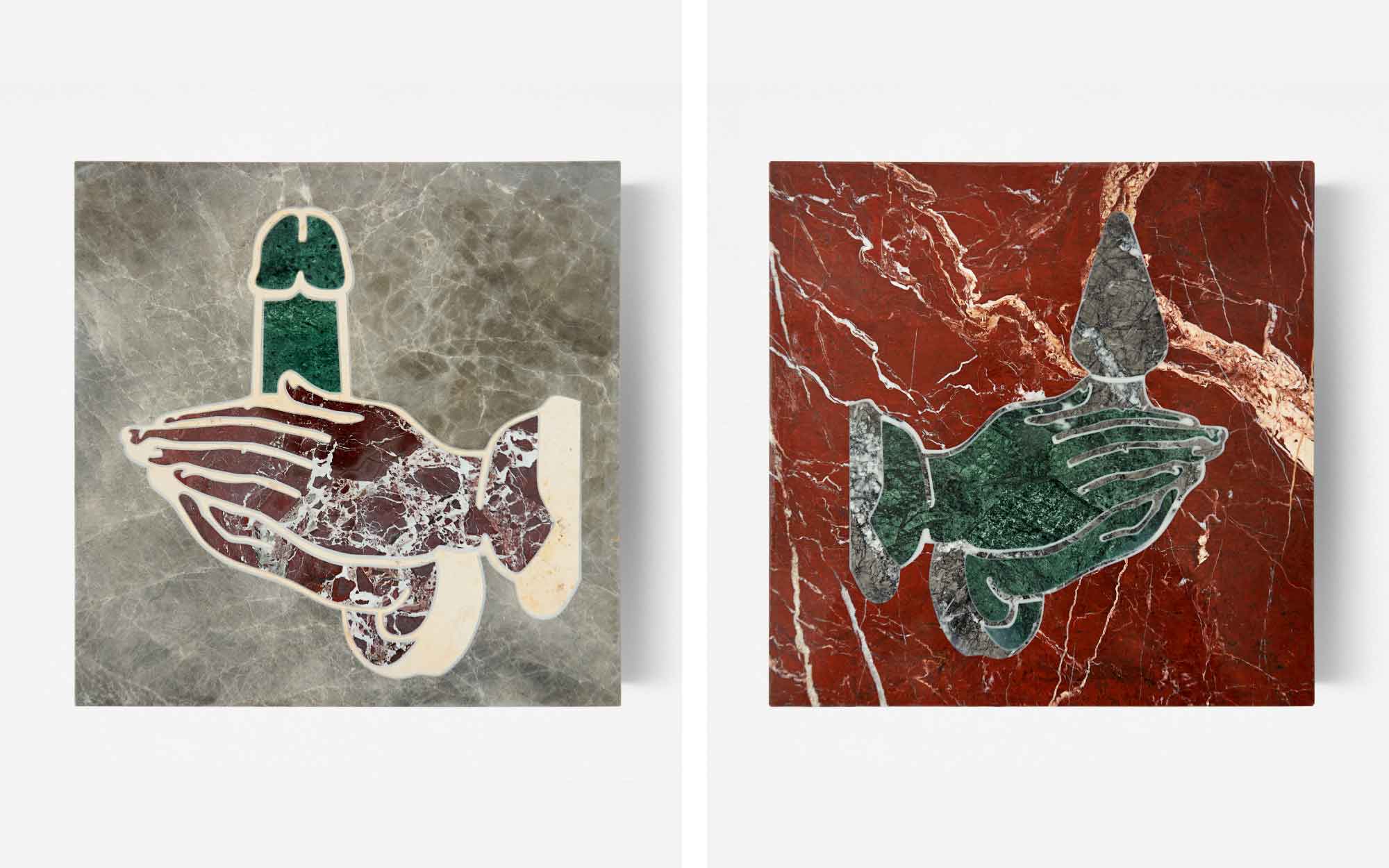 ‘Dirty Tiles’ from The Resurrection. In this series, he subverts the histories of traditional objects by infusing them with sexual symbols and iconography, displaying them in spaces where they traditionally “don’t belong.” (Image Credits: Inderjeet Sandhu) 
