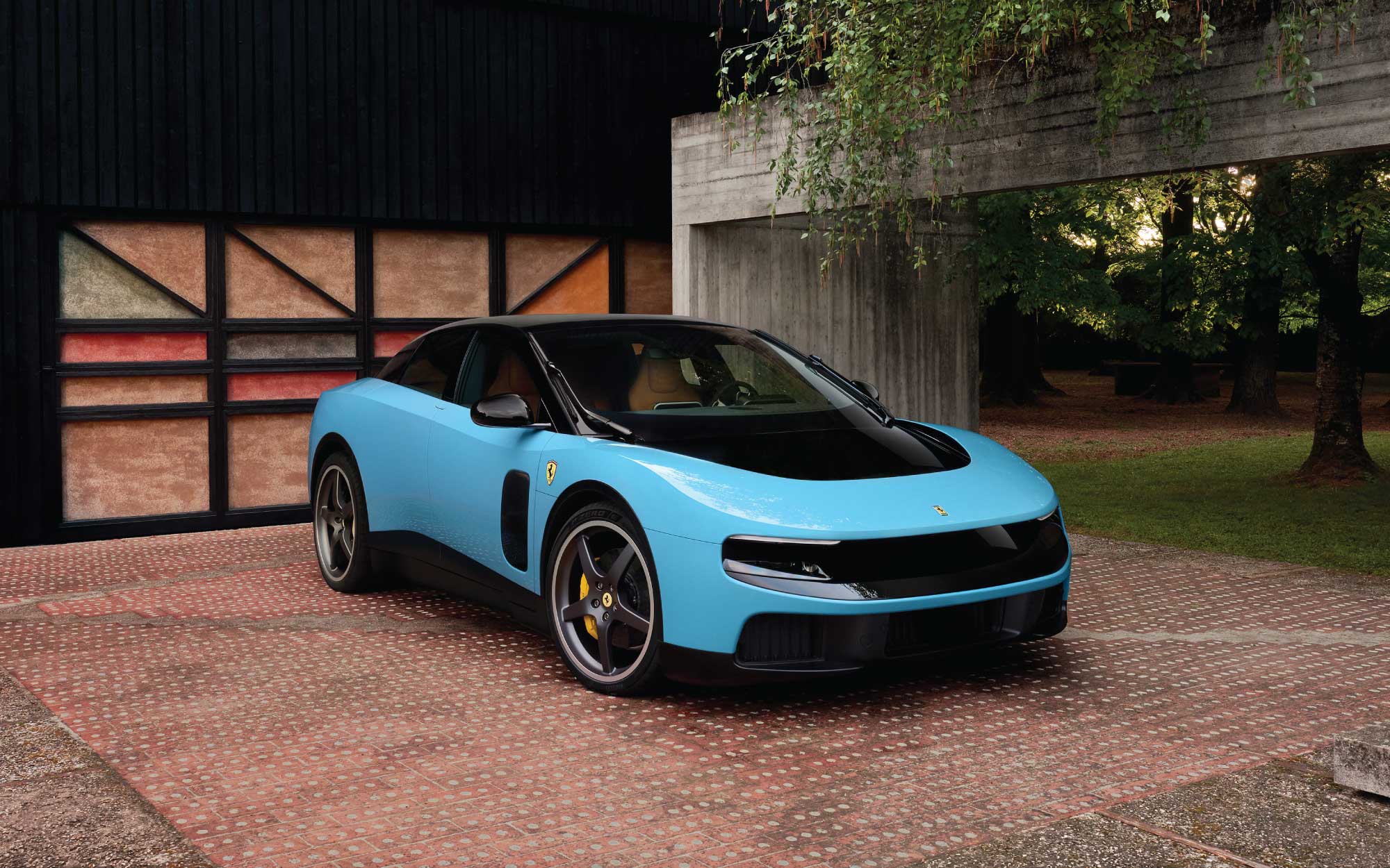 The Ferrari Luce unveils in bold hue: Azzurro La Plata, a light metallic blue from Ferrari’s special colour palette that accentuates the car’s sculptural, futuristic silhouette. (Image Credits: Ferrari)
