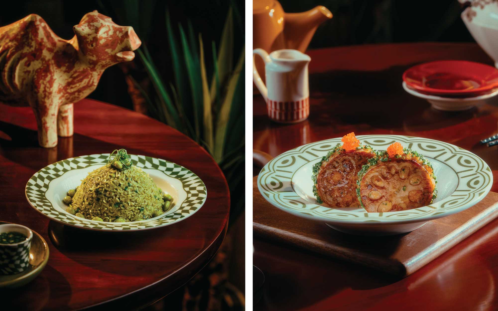 The menu, such as Edamame rice and ginger soy prawn sandoz, speaks of a cooking  rooted in strong Cantonese technique, but plating is designed modern and unfussy.( Image Credit: Lili Hyd) 
