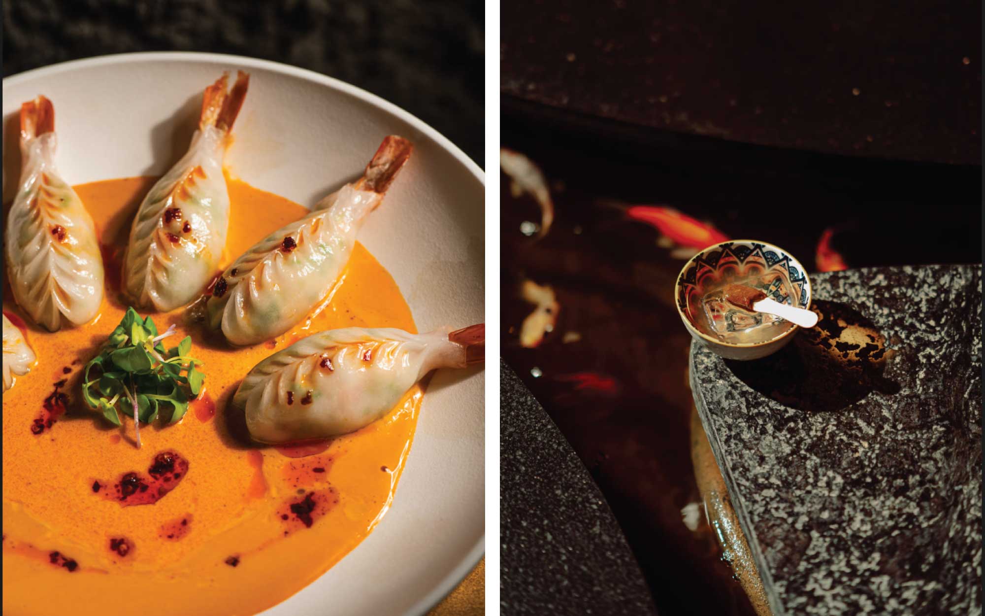 Moai’s menu offers a fresh, nuanced expression of Asian craft. The pan-fried exotic vegetable gyoza is elevated with a vibrant Gorkha-style chutney, while the house-made tomatino mango wine stands out as a distinctive, must-try pour. ( Image Credit: Moai Kitchen Hyd) 
