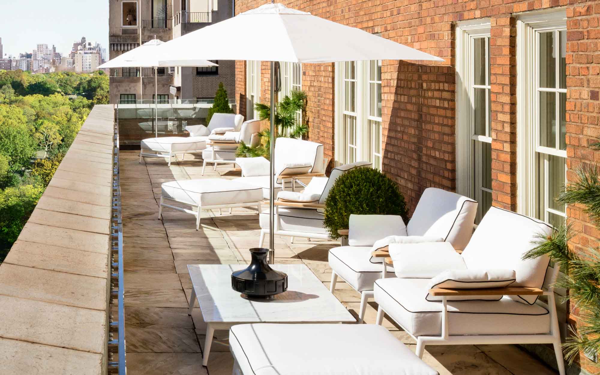 The Central Park Penthouse unfolds as a private residence, with expansive interiors and a terrace that frames Central Park as an almost cinematic extension of the living space. (Image Credits: Adrian Gaut)
