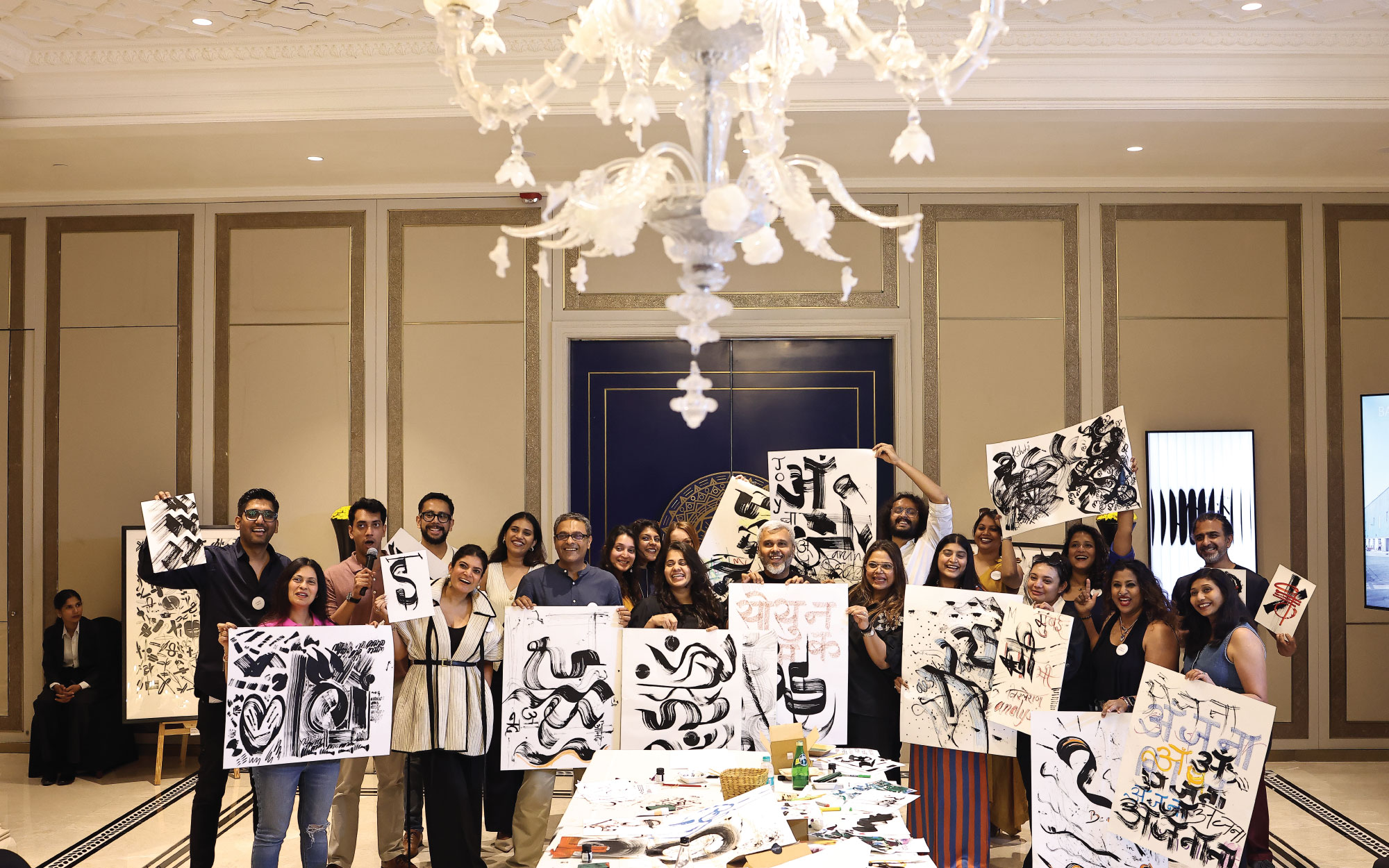 Tracing the fluid strokes of Devanagari proved to be a delightful afternoon, as designers explored the art of calligraphy with Nikheel Aphale. (Image Credits: Design Pataki) 