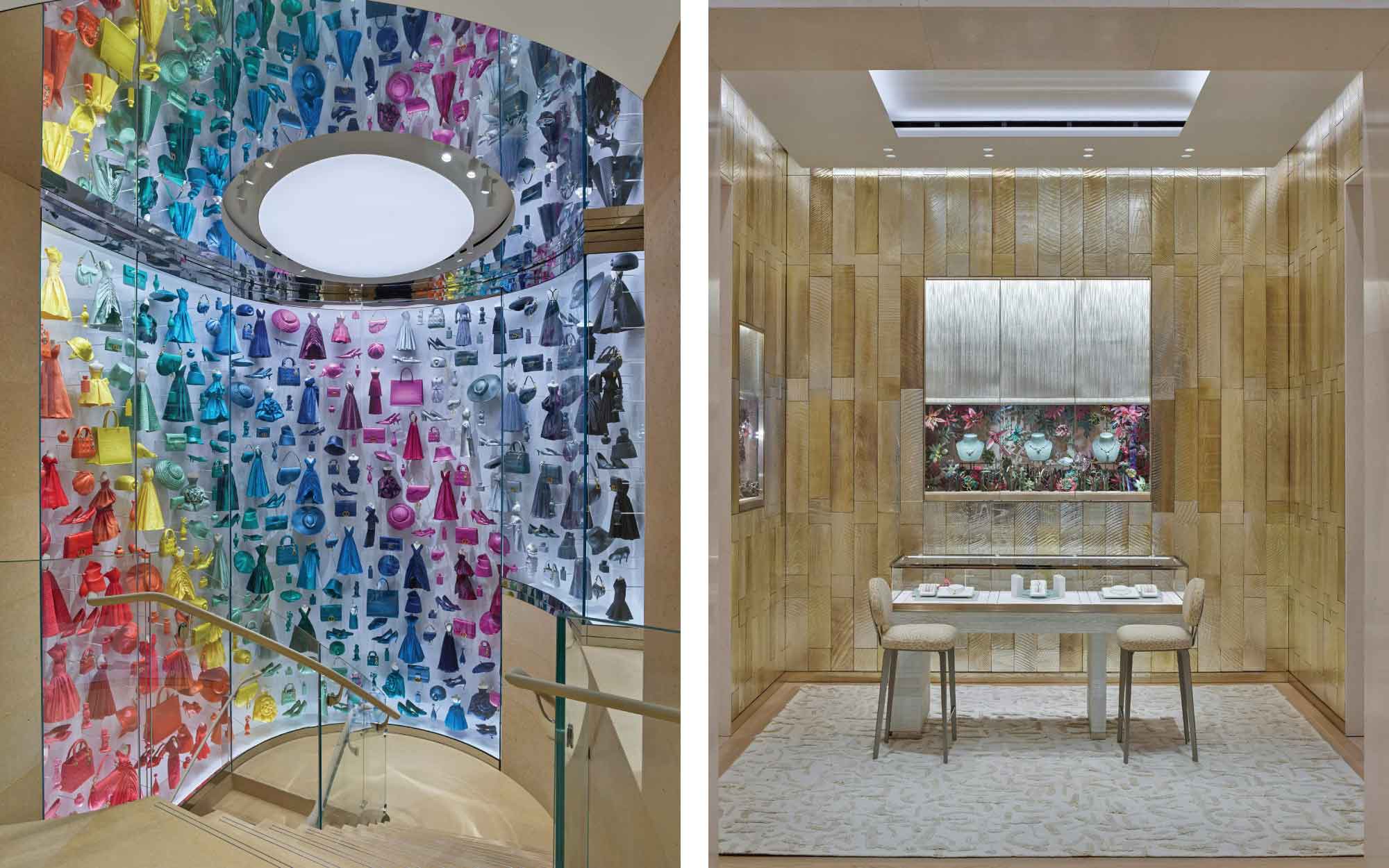 Each space is inspired by the 1950s, a touch of Louis XVI and designer Peter Marino's modernity - from the sweeping staircase to its private selling rooms. (Image Credit: House of Dior)