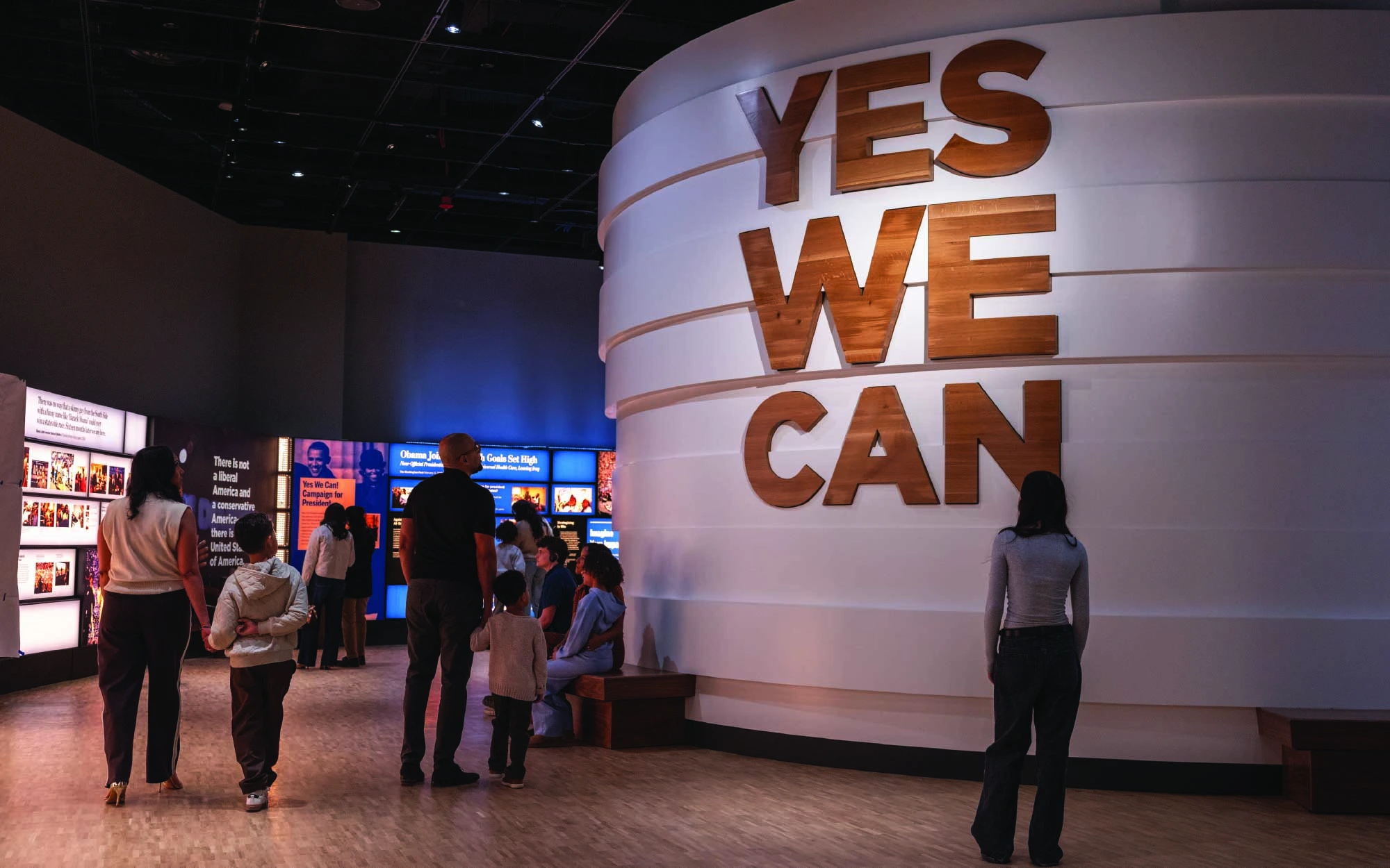 The museum's interior guides the public through the historic campaigns run for past US presidential elections. (Image Credits: The Obama Foundation)