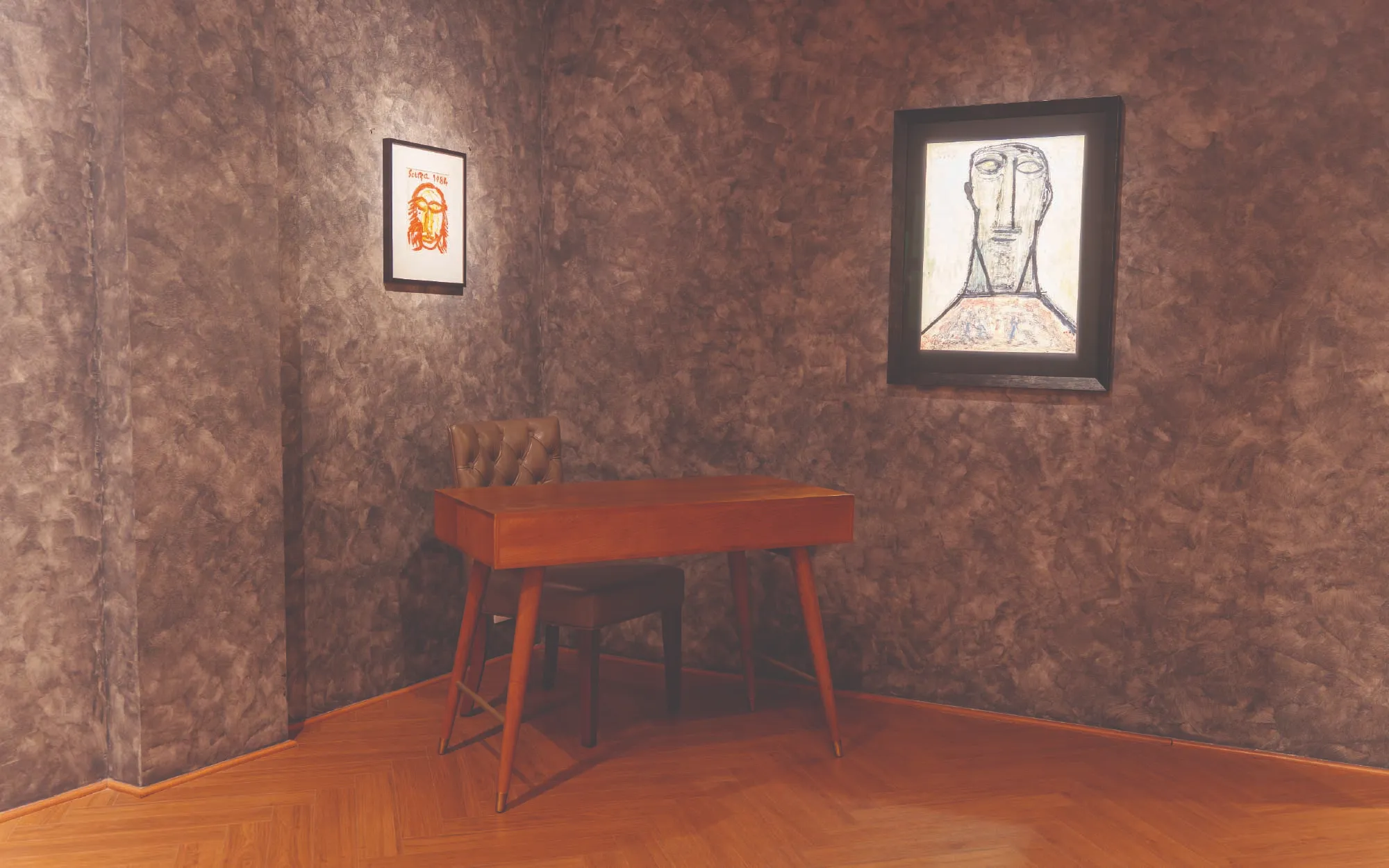 Works by FN Souza, Untitled on the left and ‘Portrait of a man,’ 1956 at Kalakaar. (Image Credits: Kalakaar) 