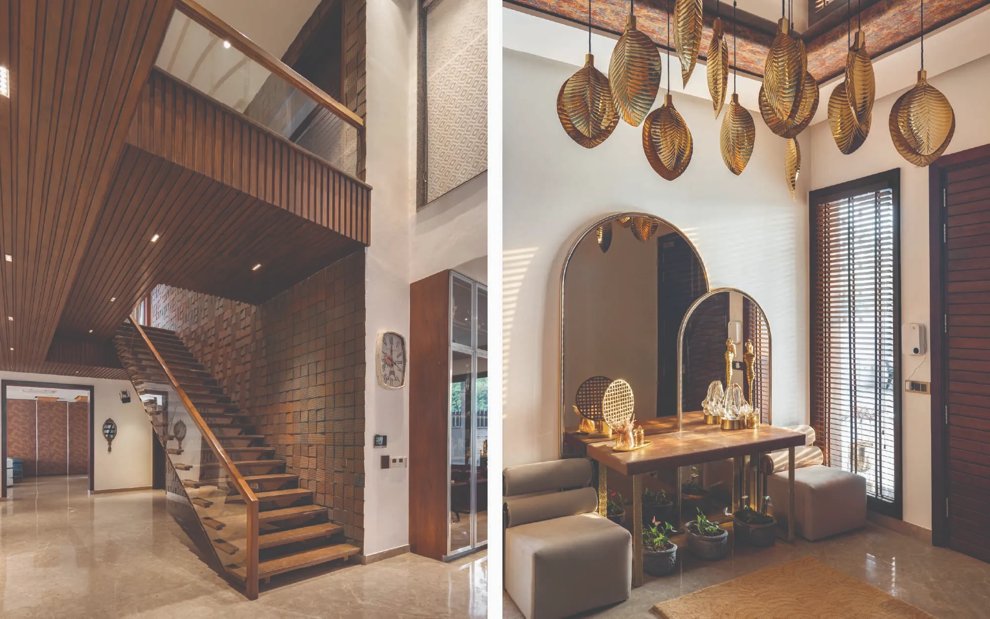Turkish marble from Lovely Marbles, windows by Schüco from Lumani, lighting fixtures by Shiksha and bespoke furniture by Ideal Arch’s Kabit Art lend the home a cohesive, luxurious and understated aesthetic. (Image Credit: Purnesh Dev Nikhanj) 