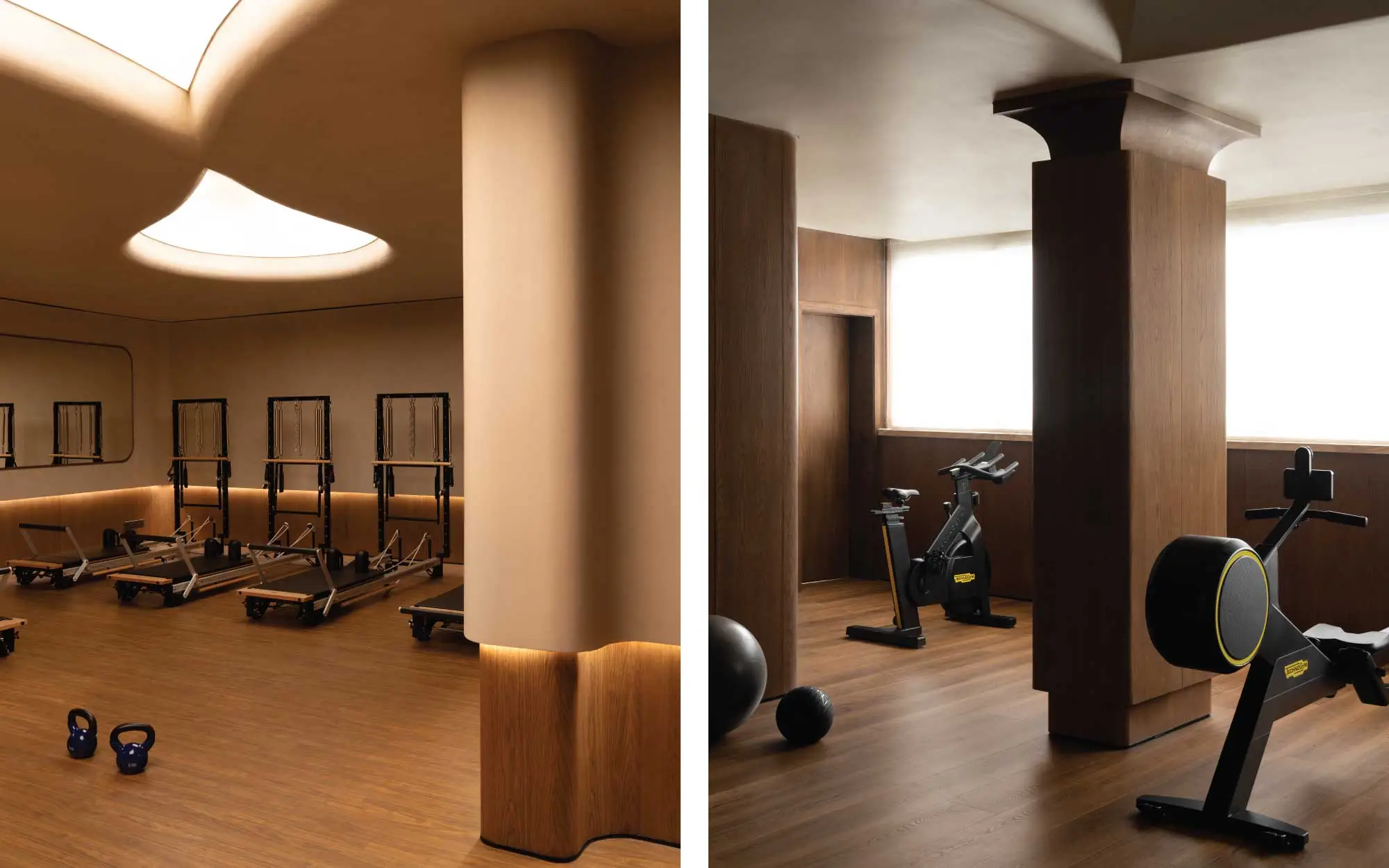 Soft curves, light-filled spaces and the warmth of wood shape movement-centric zones in a gentle yet powerful manner at Evolve, India’s first women-only wellness club in New Delhi. (Image Credit: Avesh Gaur)
