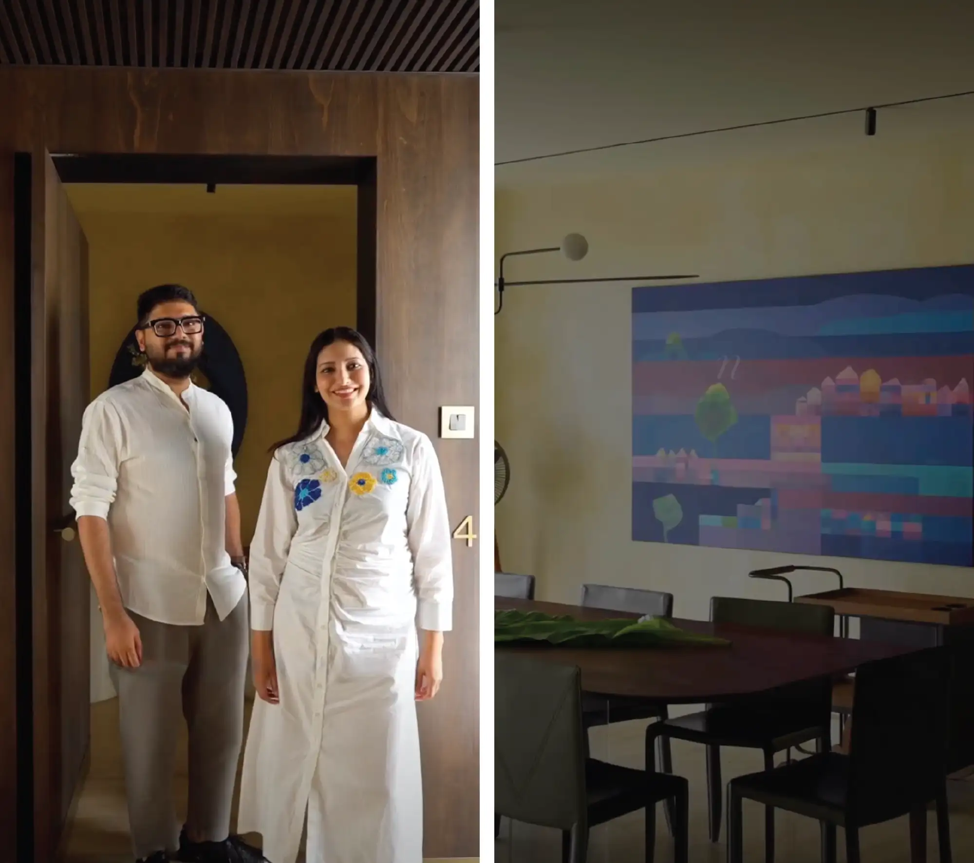 Left: Rahul Matthew and Priya Rose of Workers of Art at the Kochi home. Right: The home unfolds as a journey between lively communal spaces and secluded private retreats. (Image Credits: DP Agency)