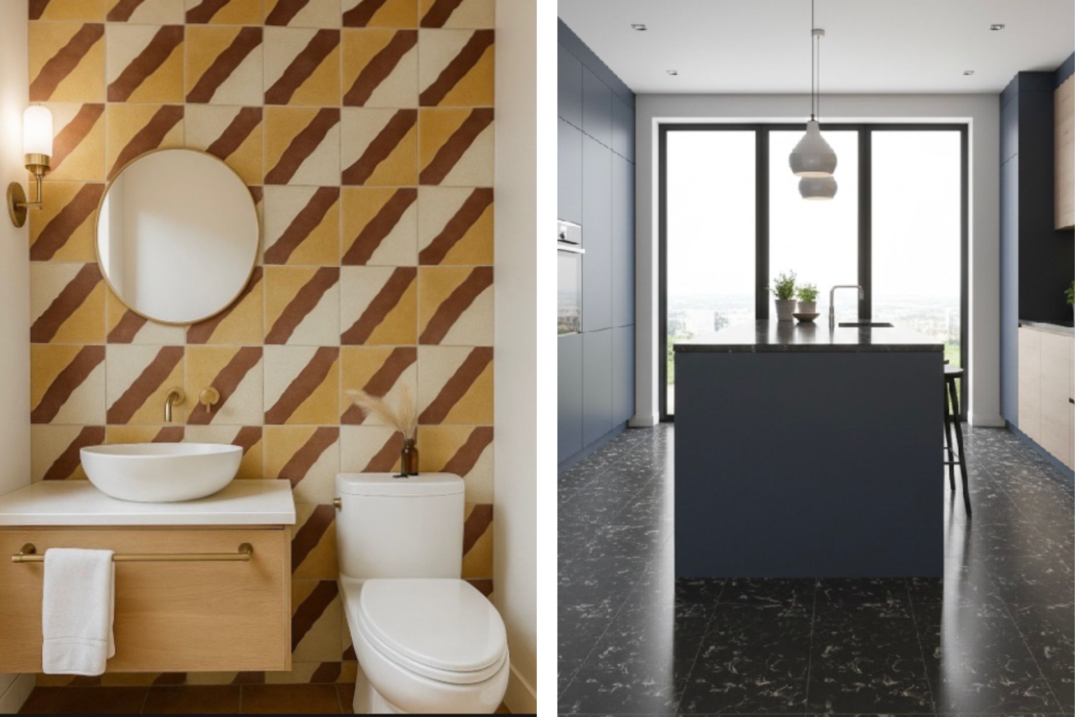 Marble-like cement tiles