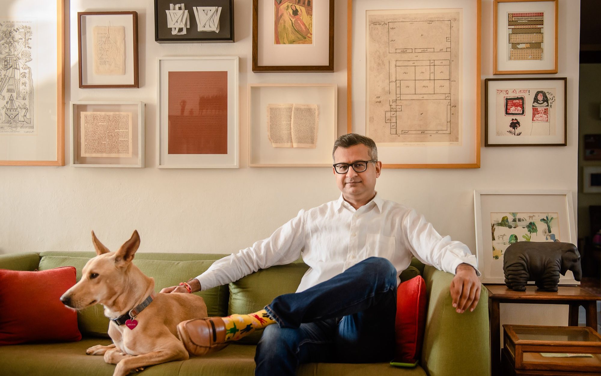 Portrait of Amit Kumar Jain and his dog